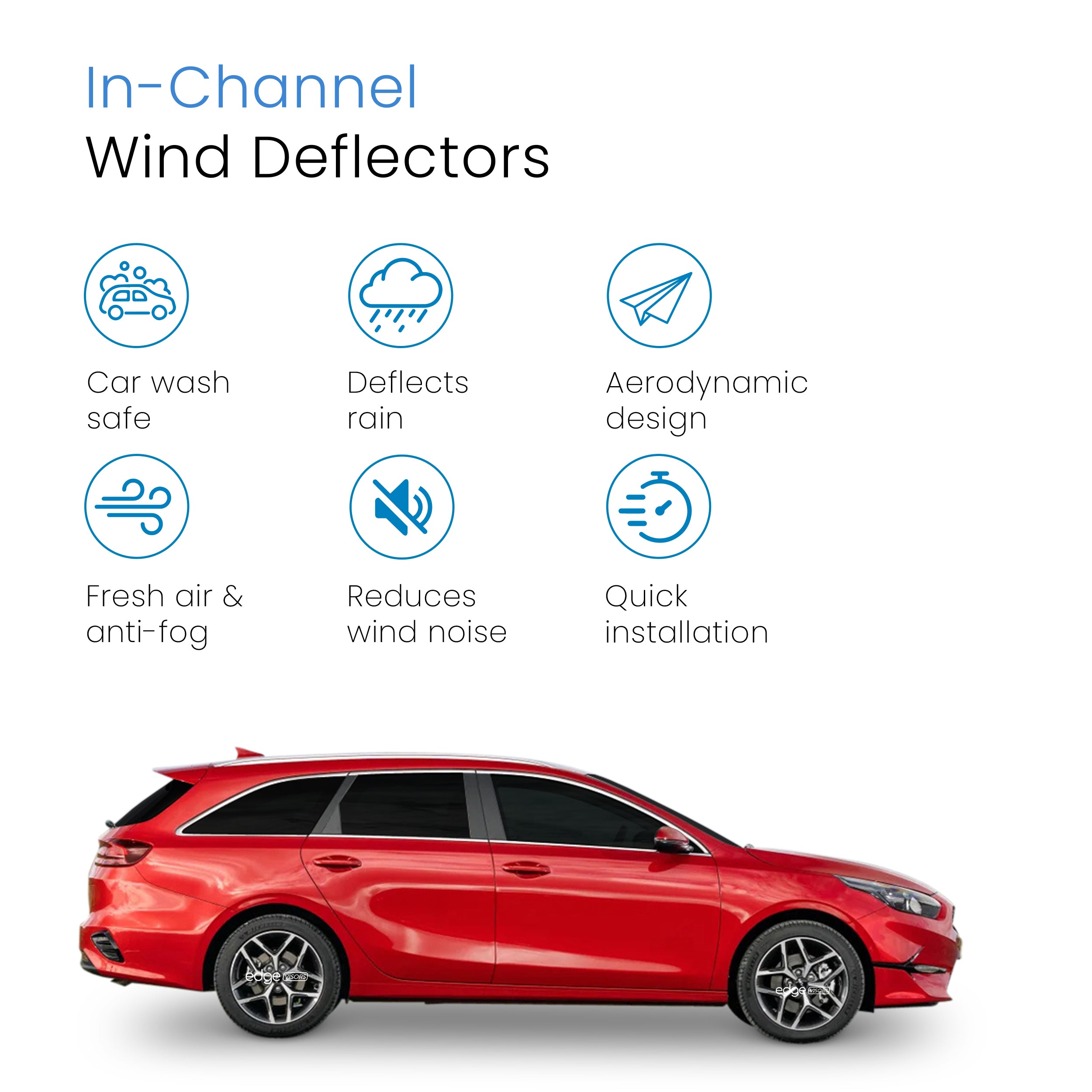 Kia Ceed MK3 2018-2024 5 Door Estate Wind Deflectors 4pc