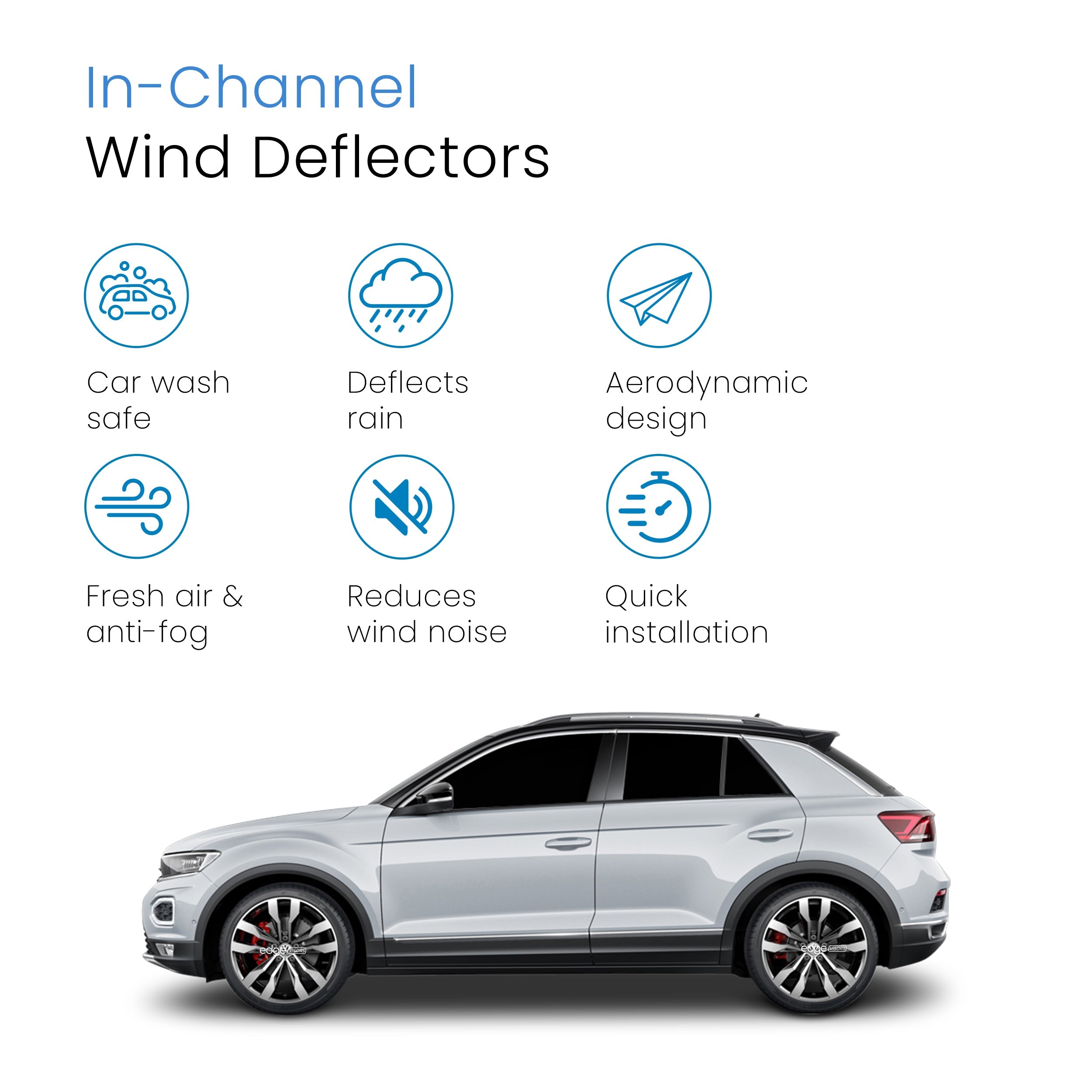 VW T-Roc MK1 2017-Onwards 5 Door SUV Wind Deflectors 4pc