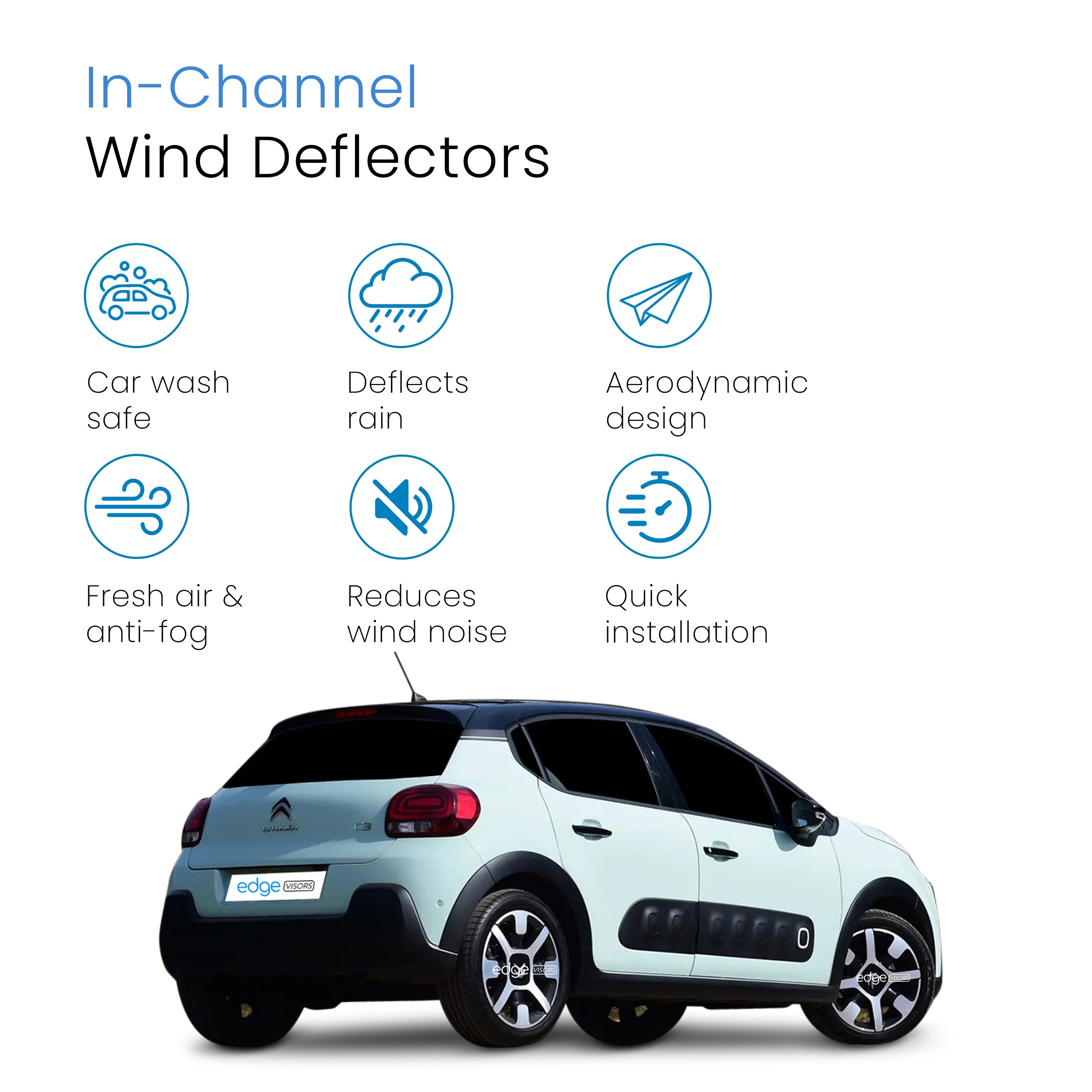 Citroen C3 MK3 2017-2024 5 Door Hatchback Wind Deflectors 4pc