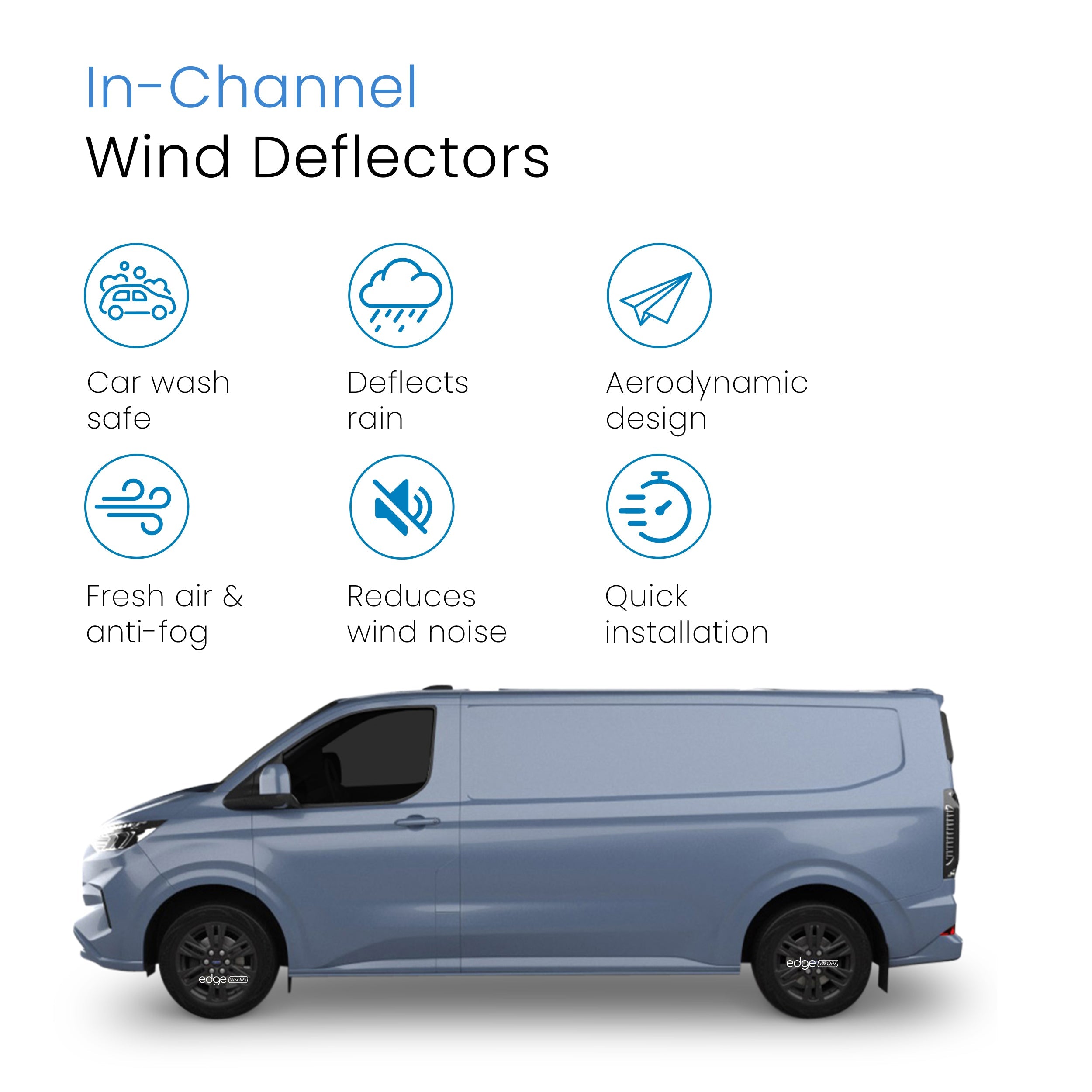 Ford Transit Custom Tourneo MK2 2023-Onwards 2 Door Van Wind Deflectors 4pc