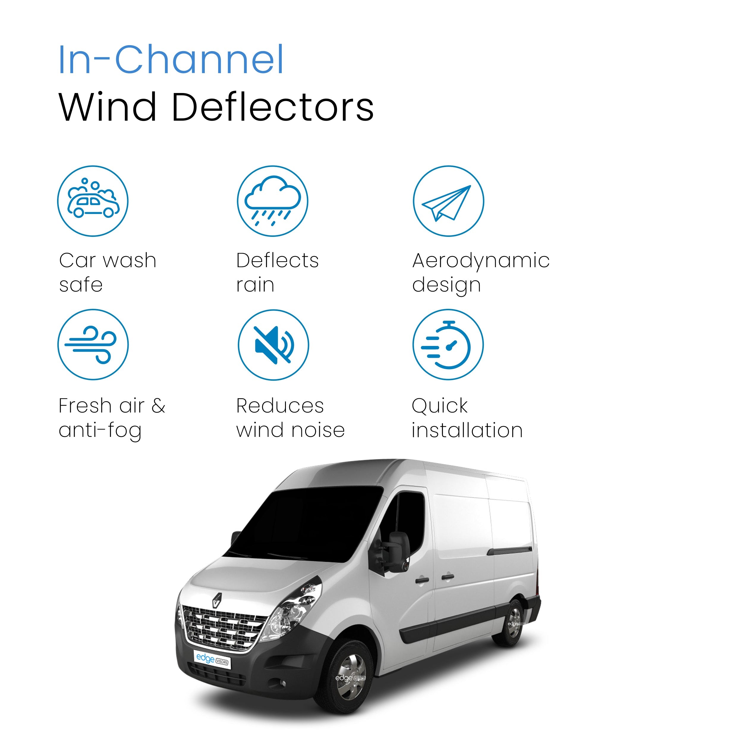 Renault Master MK3 2010-2024 2 Door Van Wind Deflectors 2pc
