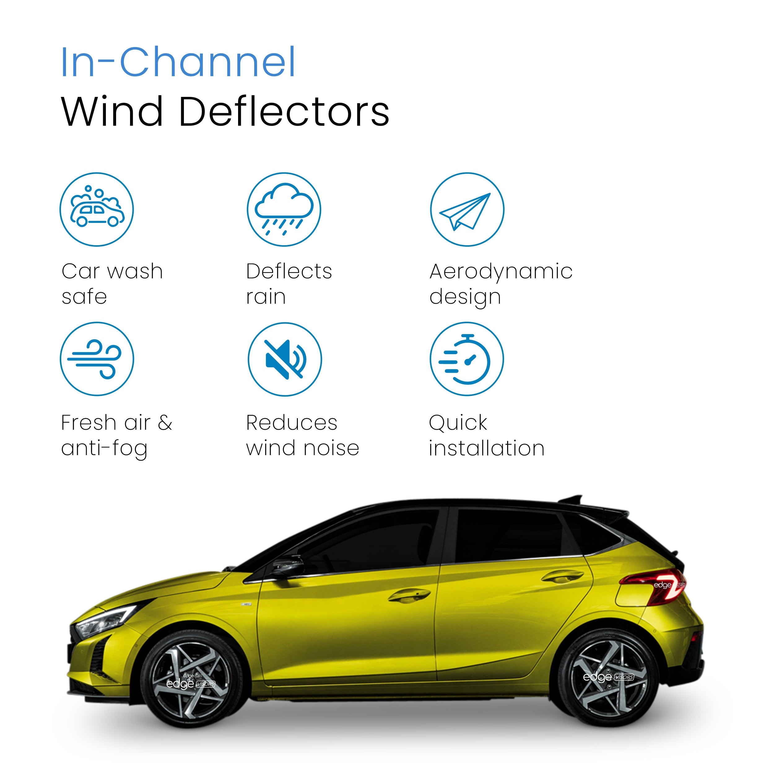 Hyundai i20 MK3 2020-Onwards 5 Door Hatchback Wind Deflectors 4pc