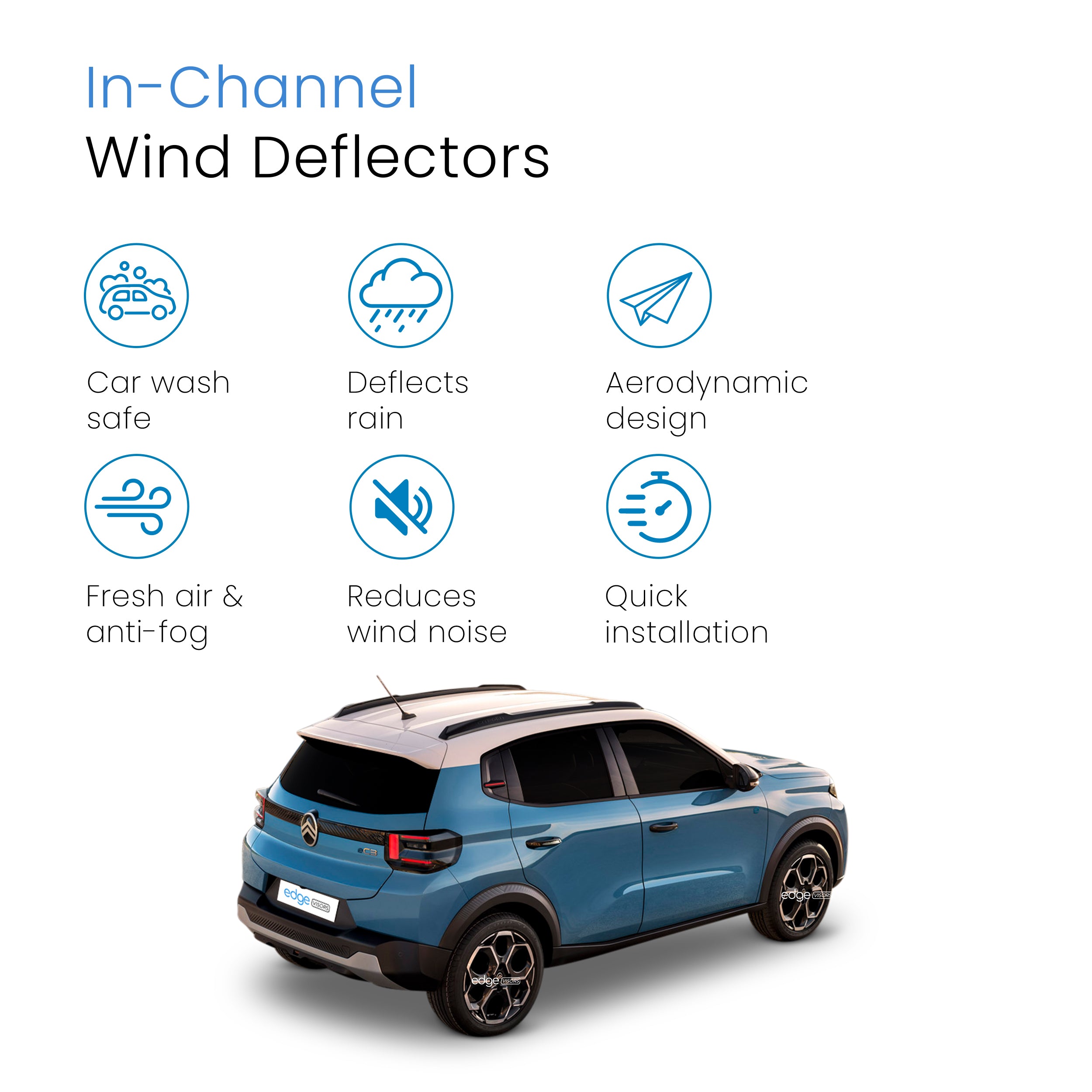 Citroen C3 or e-C3 MK4 2024-Onwards 5 Door SUV Wind Deflectors 4pc