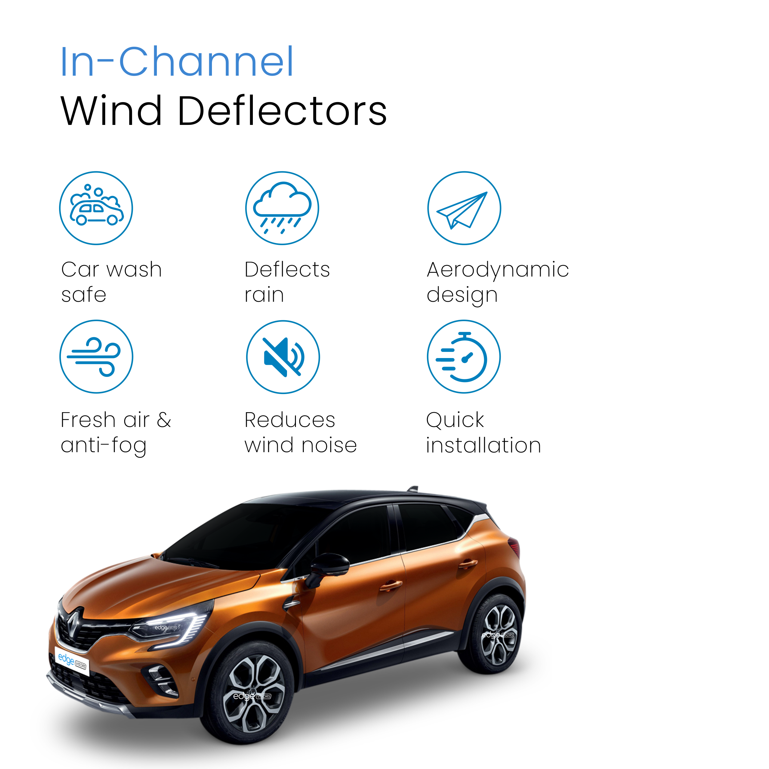 Renault Captur MK2 2020-Onwards 5 Door SUV Wind Deflectors 4pc