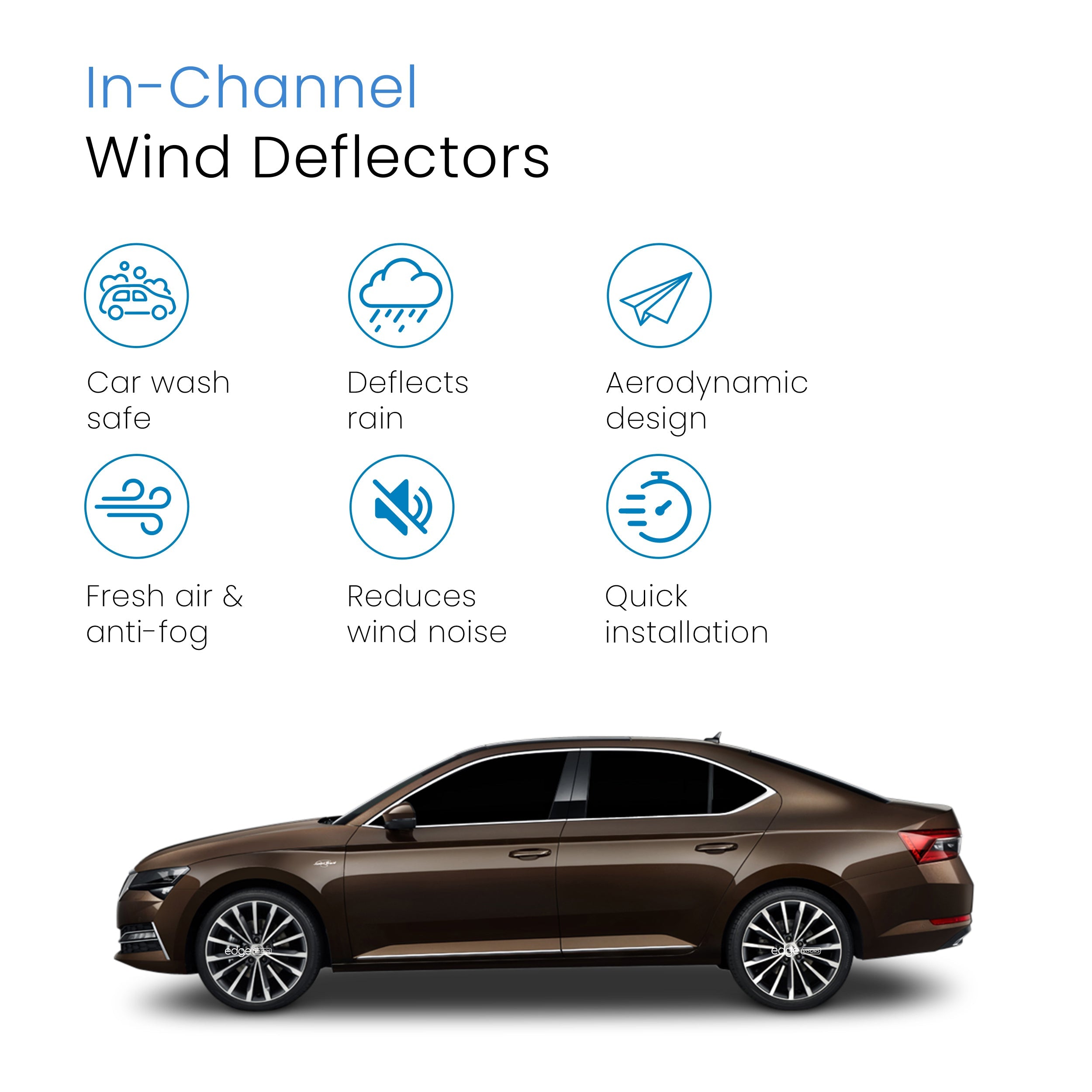 Skoda Superb MK3 2015-2024 5 Door Liftback Wind Deflectors 4pc