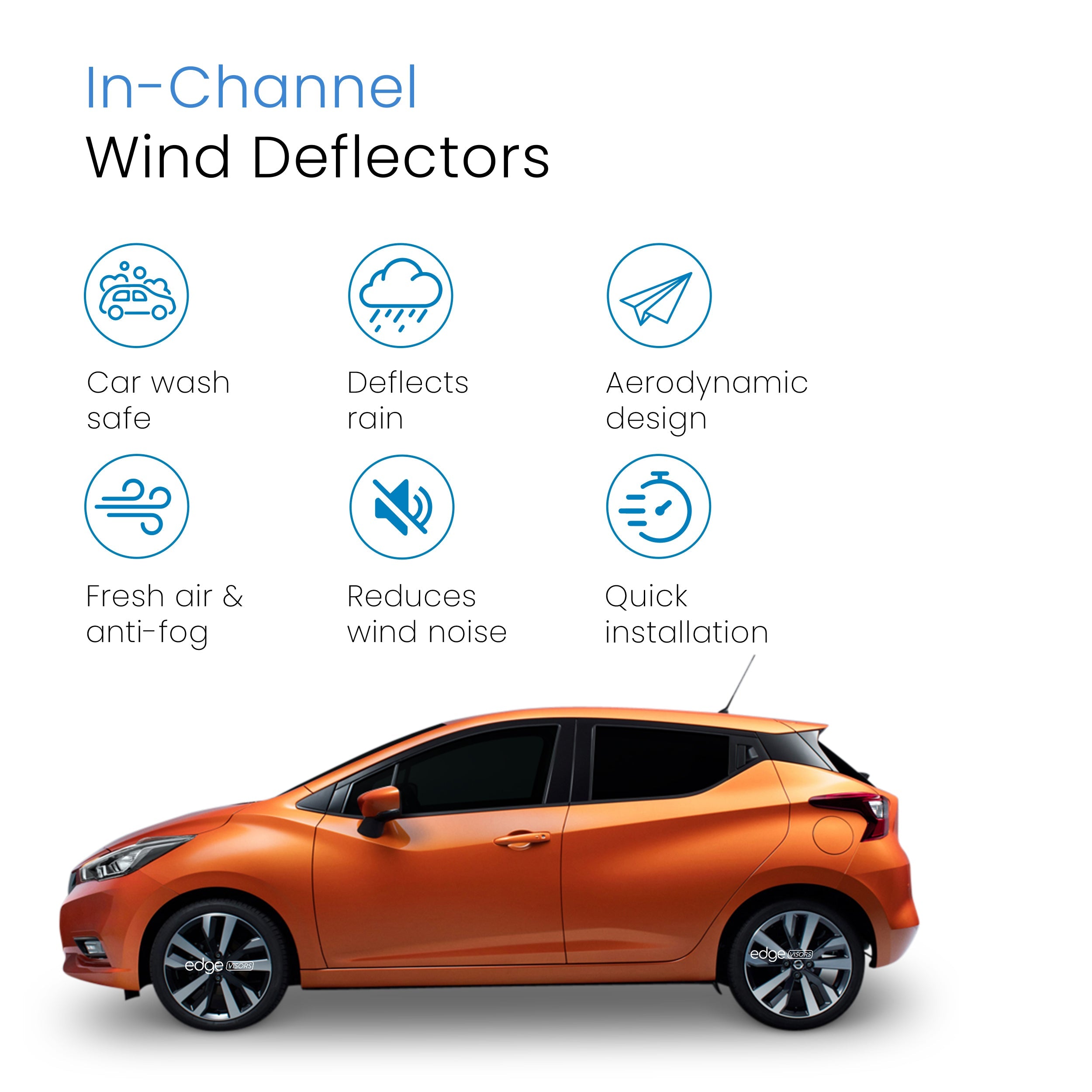 Nissan Micra K14 MK5 2016-2024 5 Door Hatchback Wind Deflectors 4pc