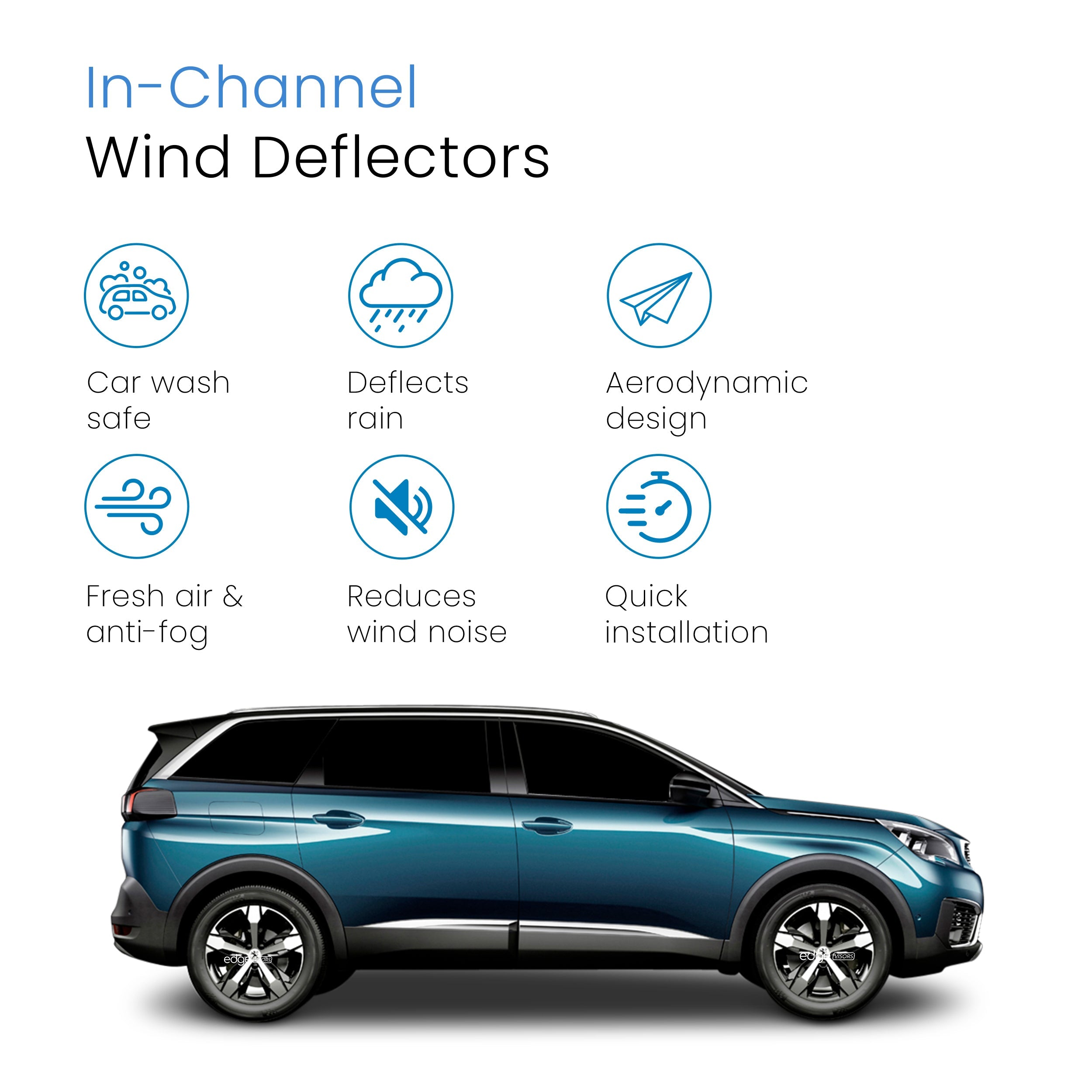 Peugeot 5008 MK2 2017-2024 5 Door SUV Wind Deflectors 4pc
