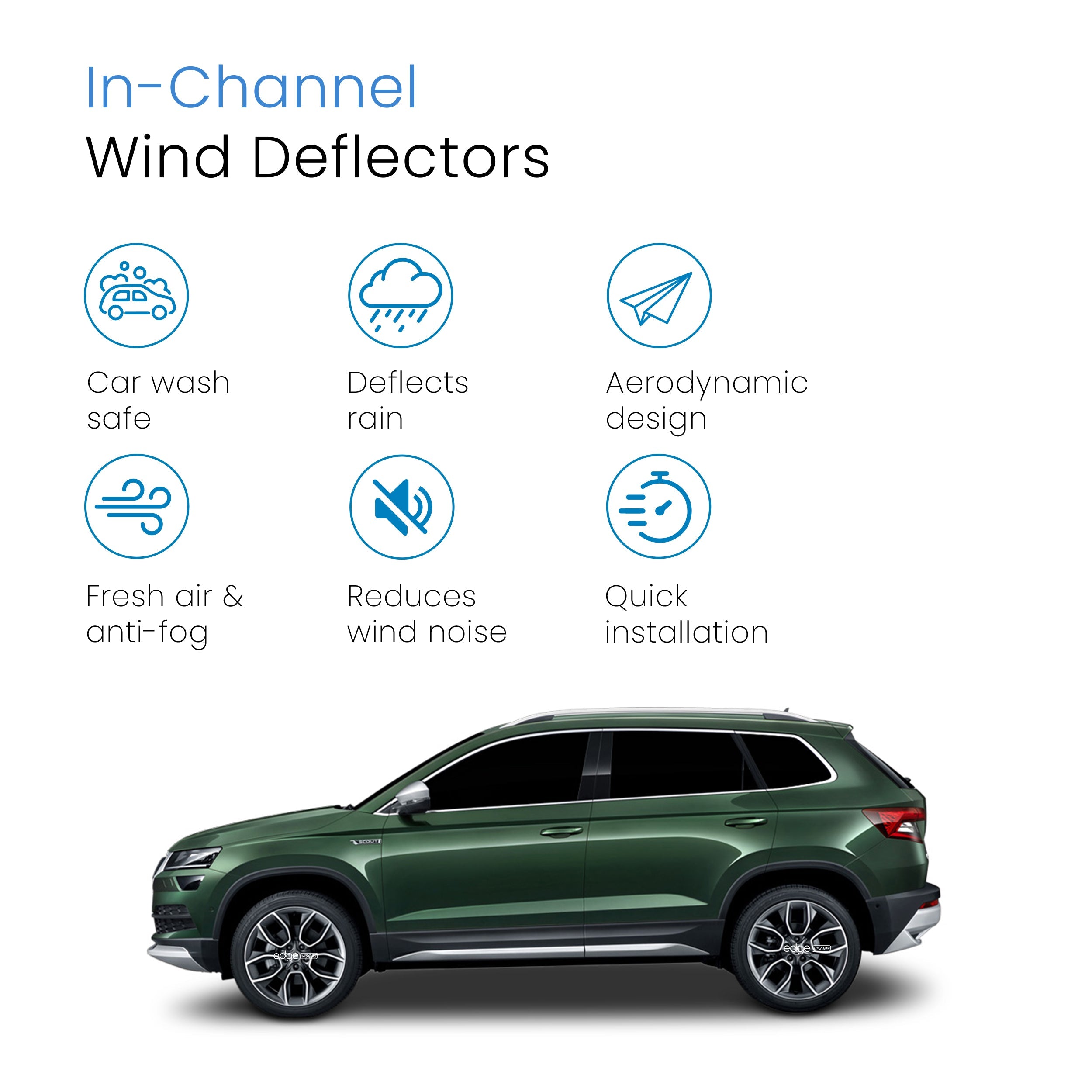 Skoda Karoq MK1 2017-Onwards 5 Door SUV Wind Deflectors 4pc