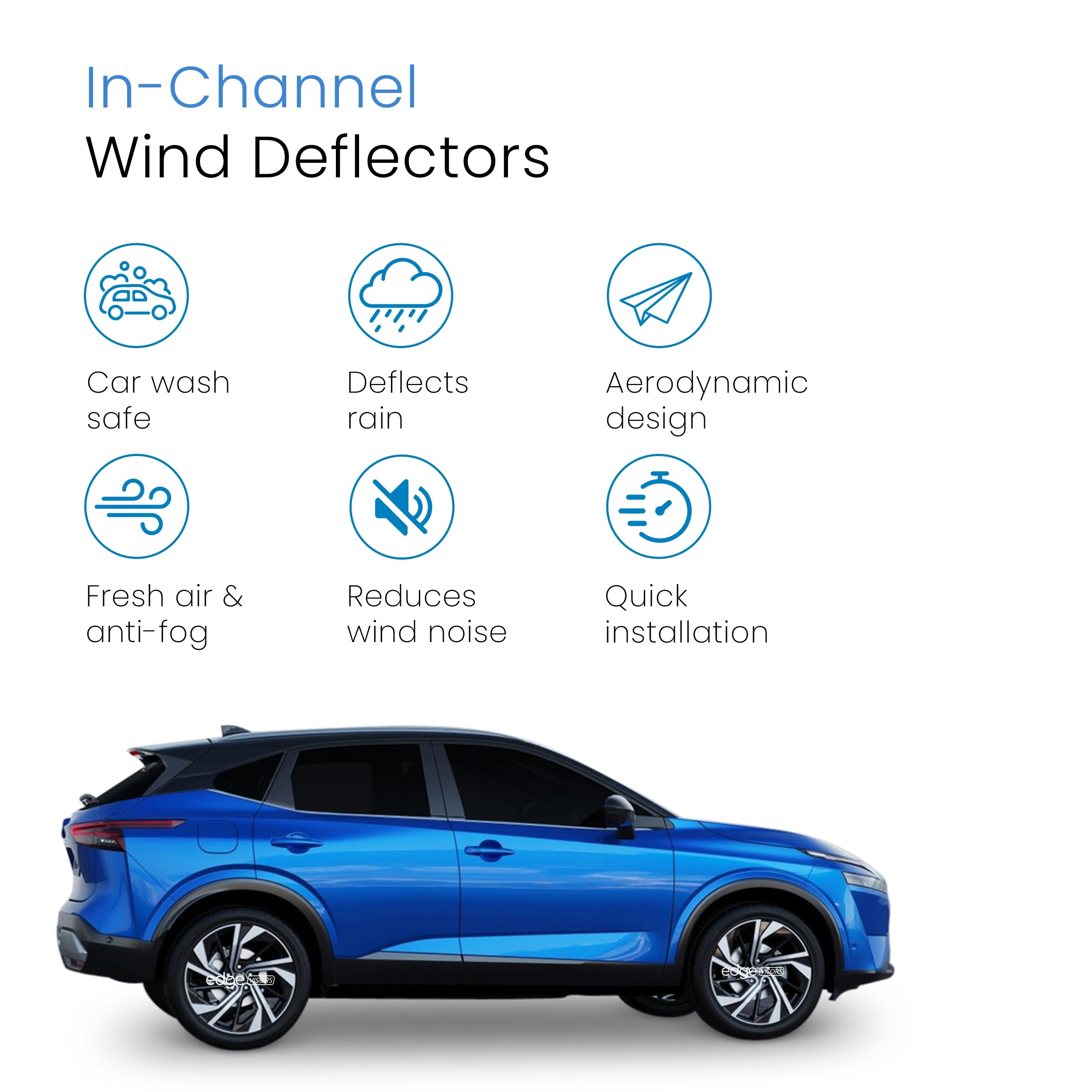 Nissan Qashqai MK3 2021-Onwards 5 Door SUV Wind Deflectors 4pc