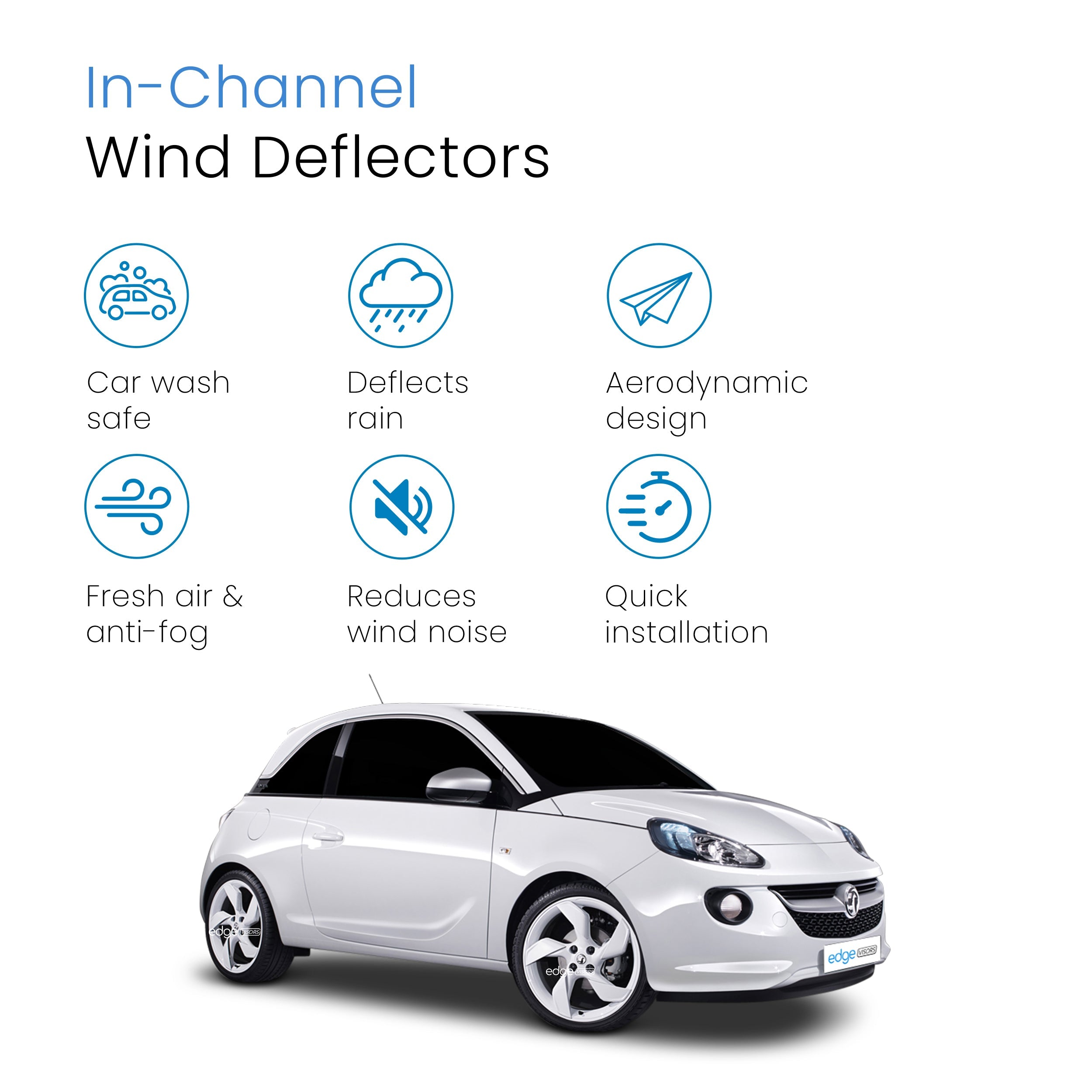 Vauxhall Adam MK1 2013-2019 3 Door Hatchback Wind Deflectors 2pc