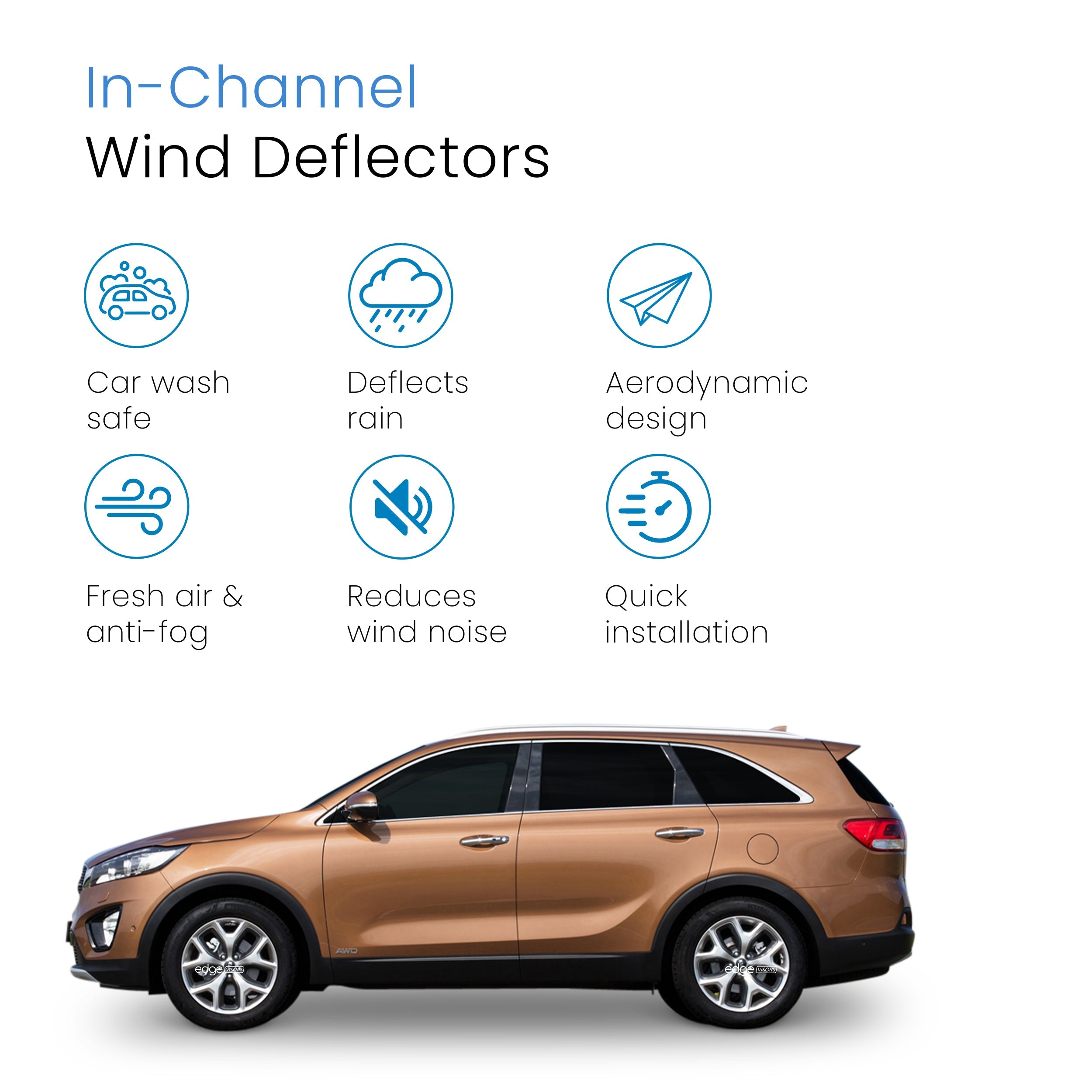 KIA Sorento MK3 2015-2020 5 Door SUV Wind Deflectors 4pc