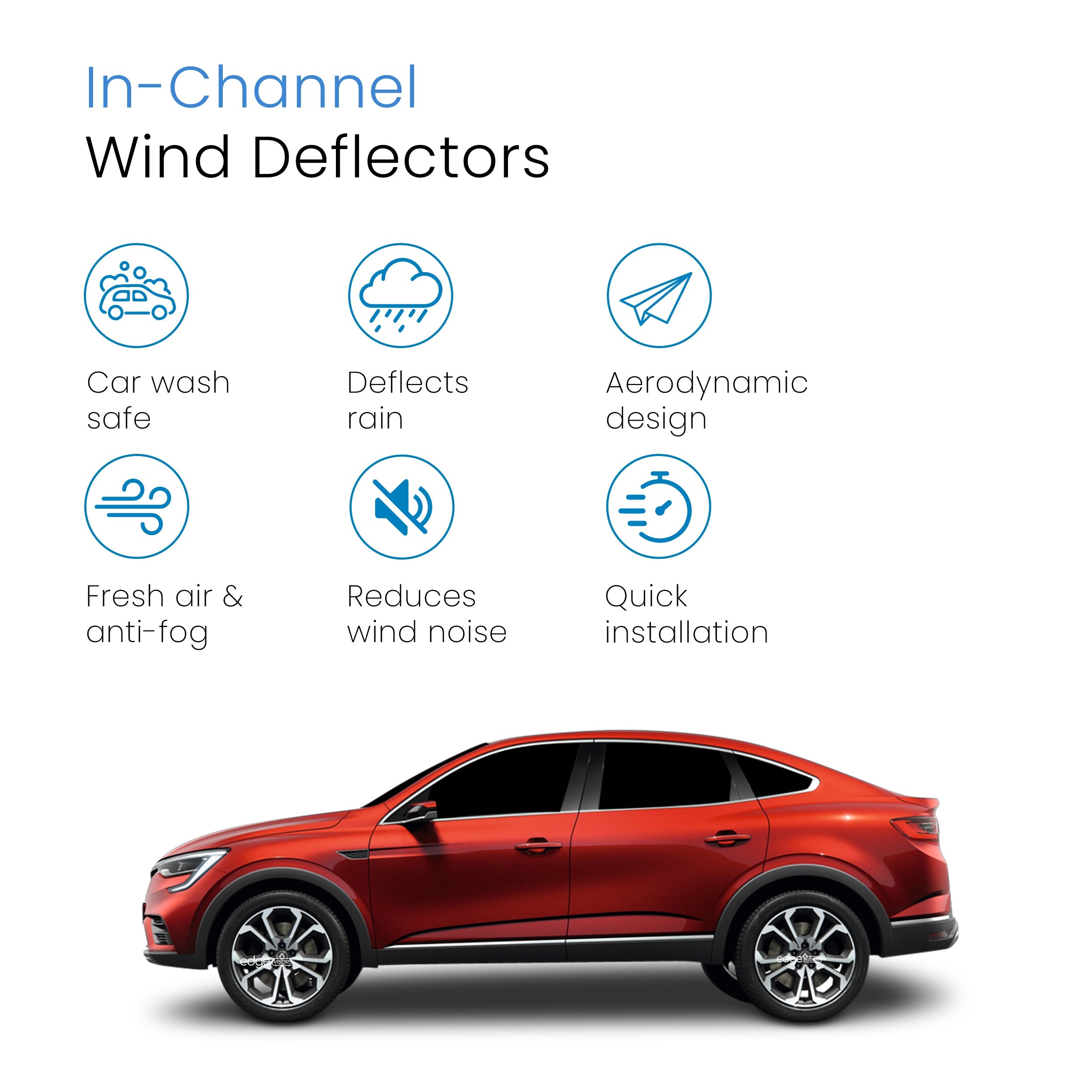 Renault Arkana MK1 2019-Onwards 5 Door Crossover Wind Deflectors 4pc