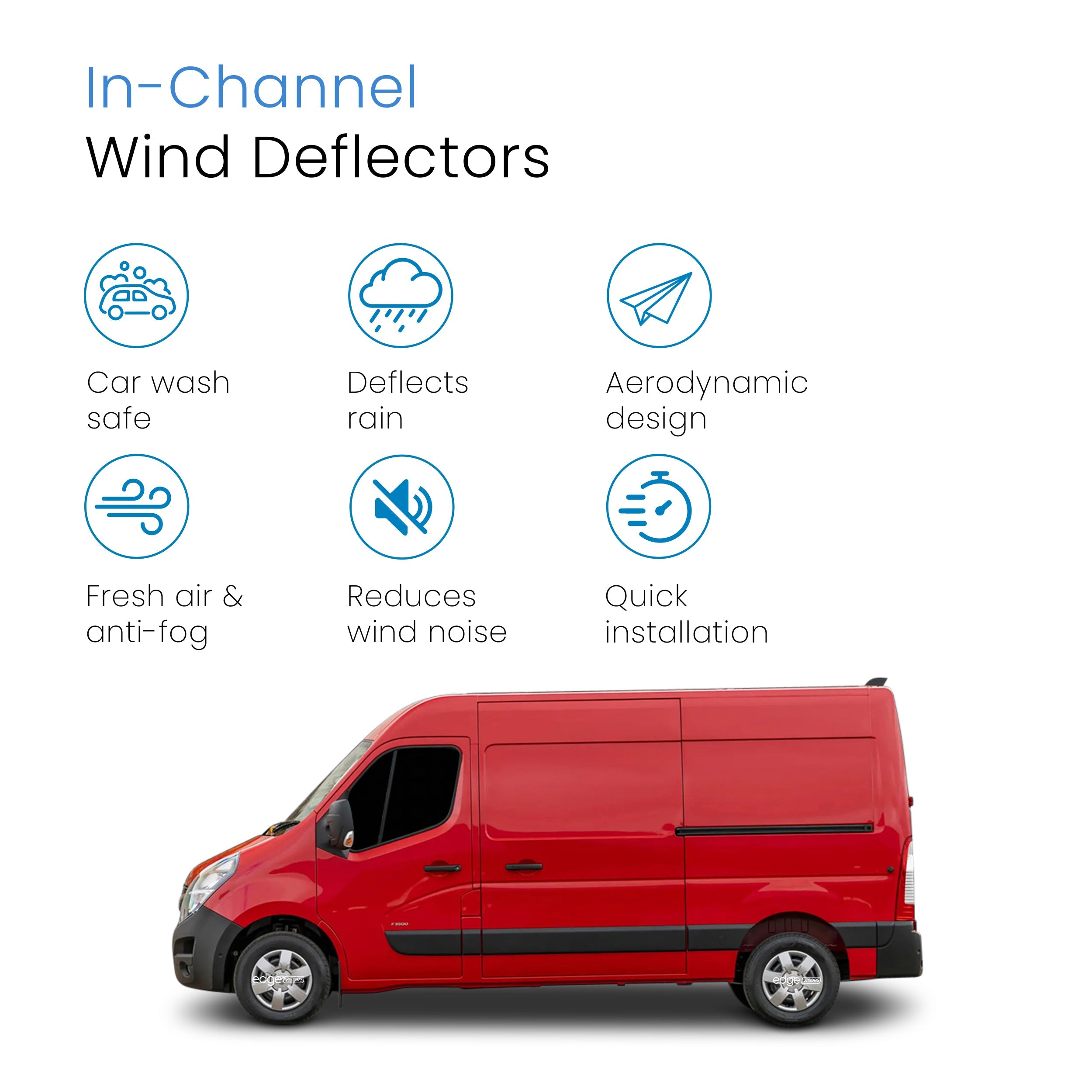 Vauxhall Movano MK2 2010-2021 2 Door Van Wind Deflectors 2pc