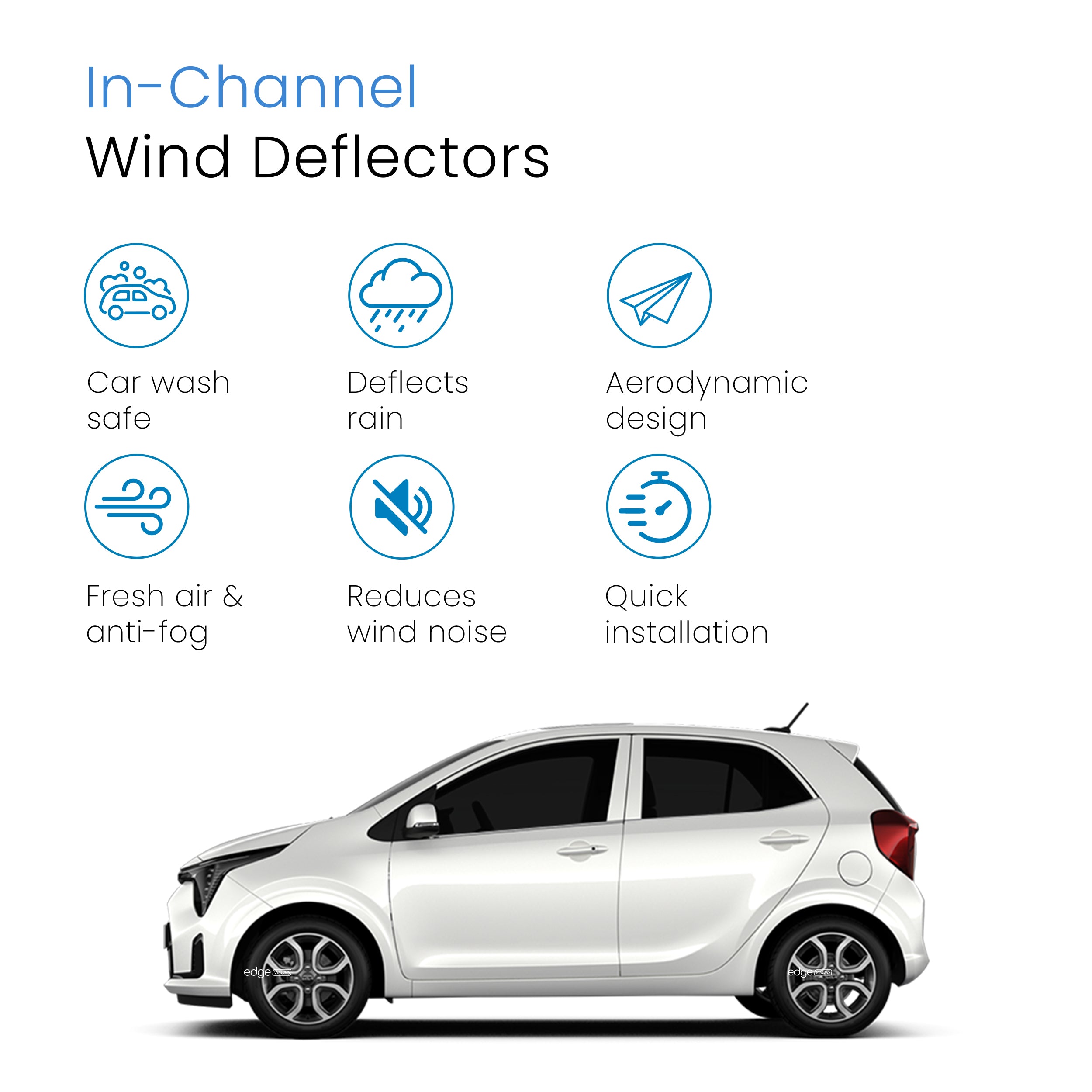 Kia Picanto MK3 2017-onwards 5 Door Hatchback Wind Deflectors 4pc