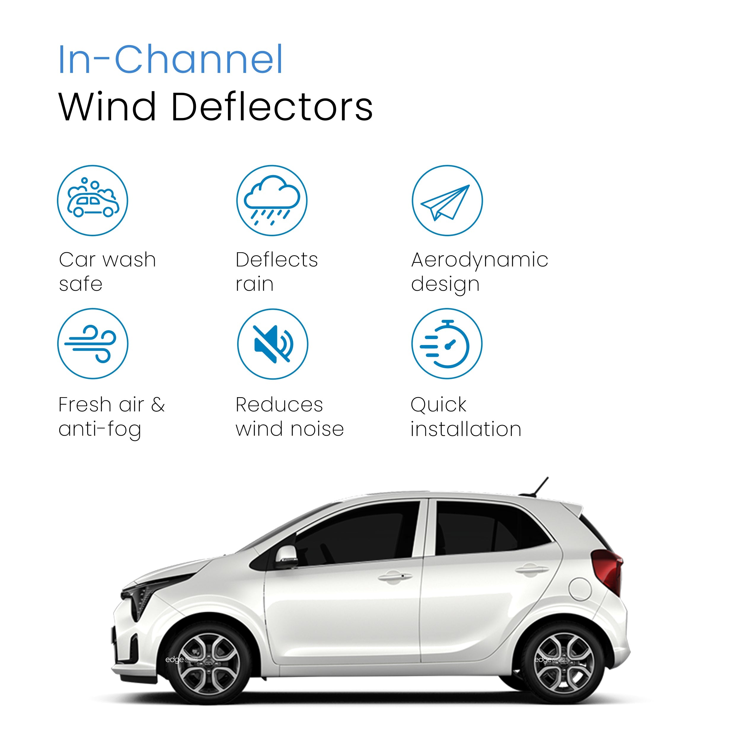Kia Picanto MK3 2017-Onwards 5 Door Hatchback Wind Deflectors 4pc