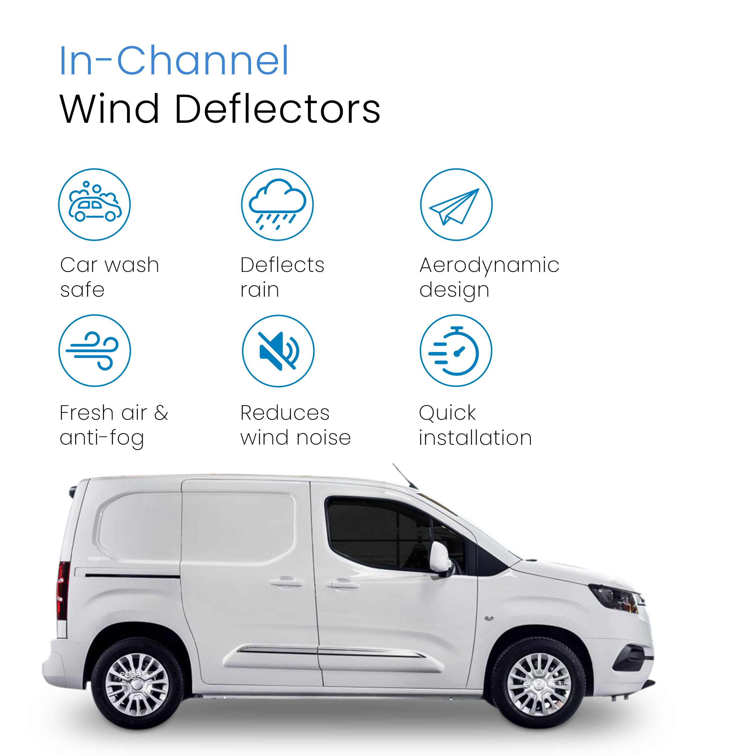 Toyota Proace City 2019-Up 2 Door Van Wind Deflectors 2pc