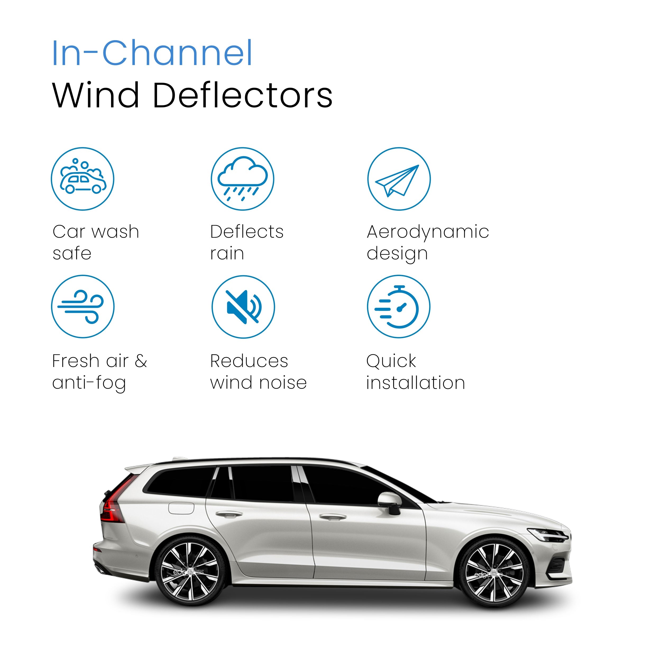 Volvo V60 MK2 2018-Onwards 5 Door Estate Wind Deflectors 4pc