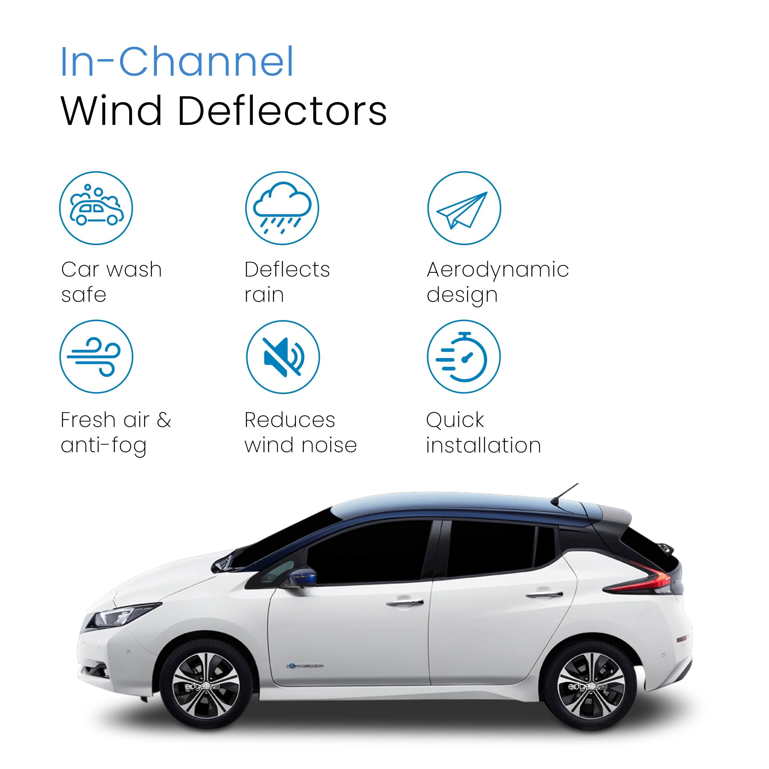 Nissan Leaf MK2 2018-Onwards 5 Door Hatchback Wind Deflectors 4pc
