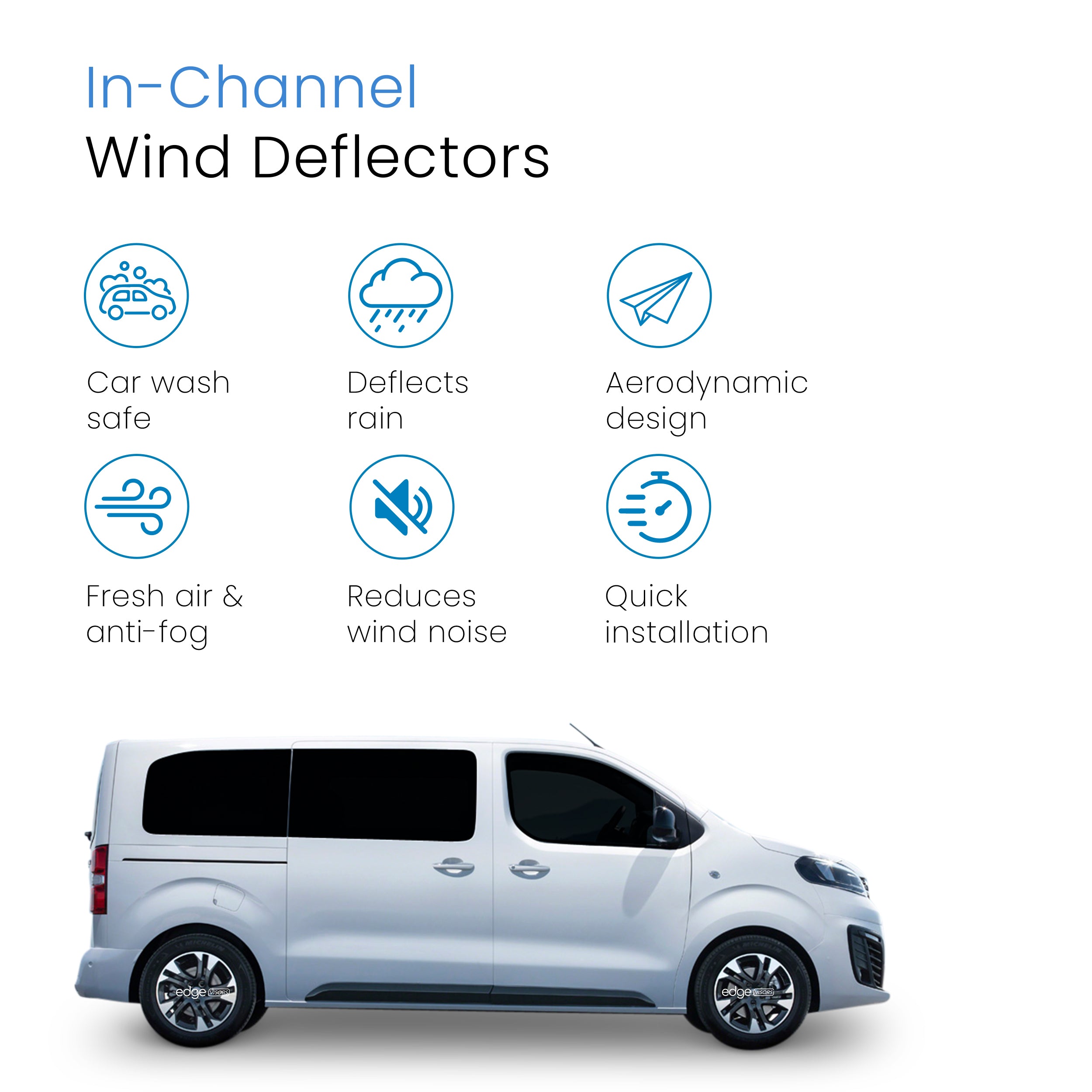 Vauxhall Vivaro/Zafira Life MK3 2019-2024 2 Door Van Wind Deflectors 2pc