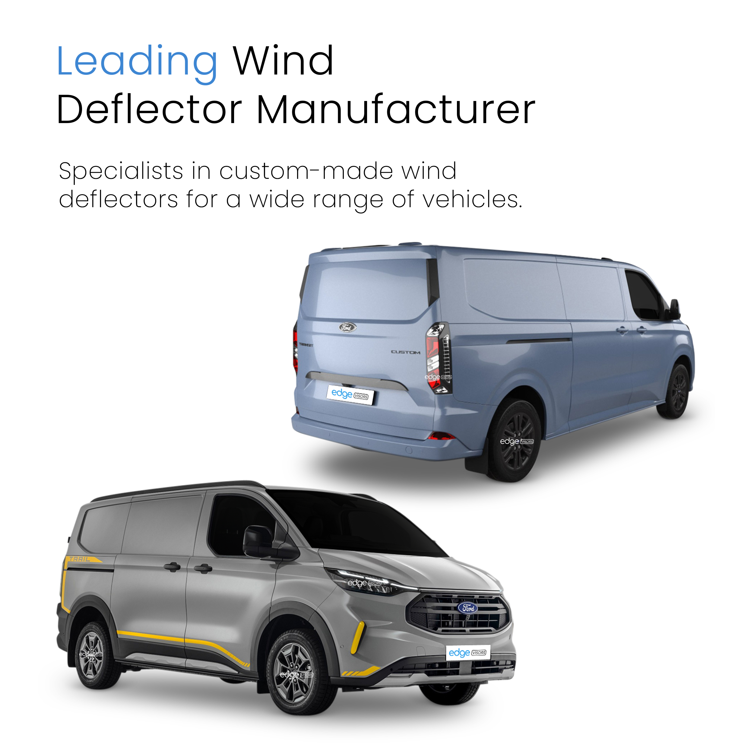 Ford Transit Custom Tourneo MK2 2023-Onwards 2 Door Van Wind Deflectors 4pc