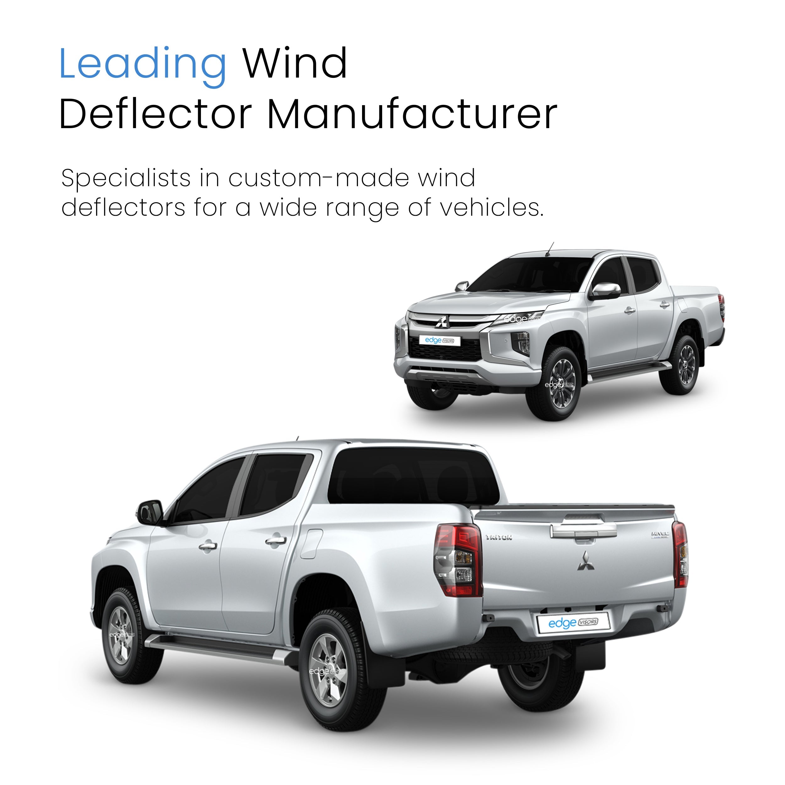 Mitsubishi L200 Triton MK5 2015-2023 4 Door Pick-Up Wind Deflectors 4pc