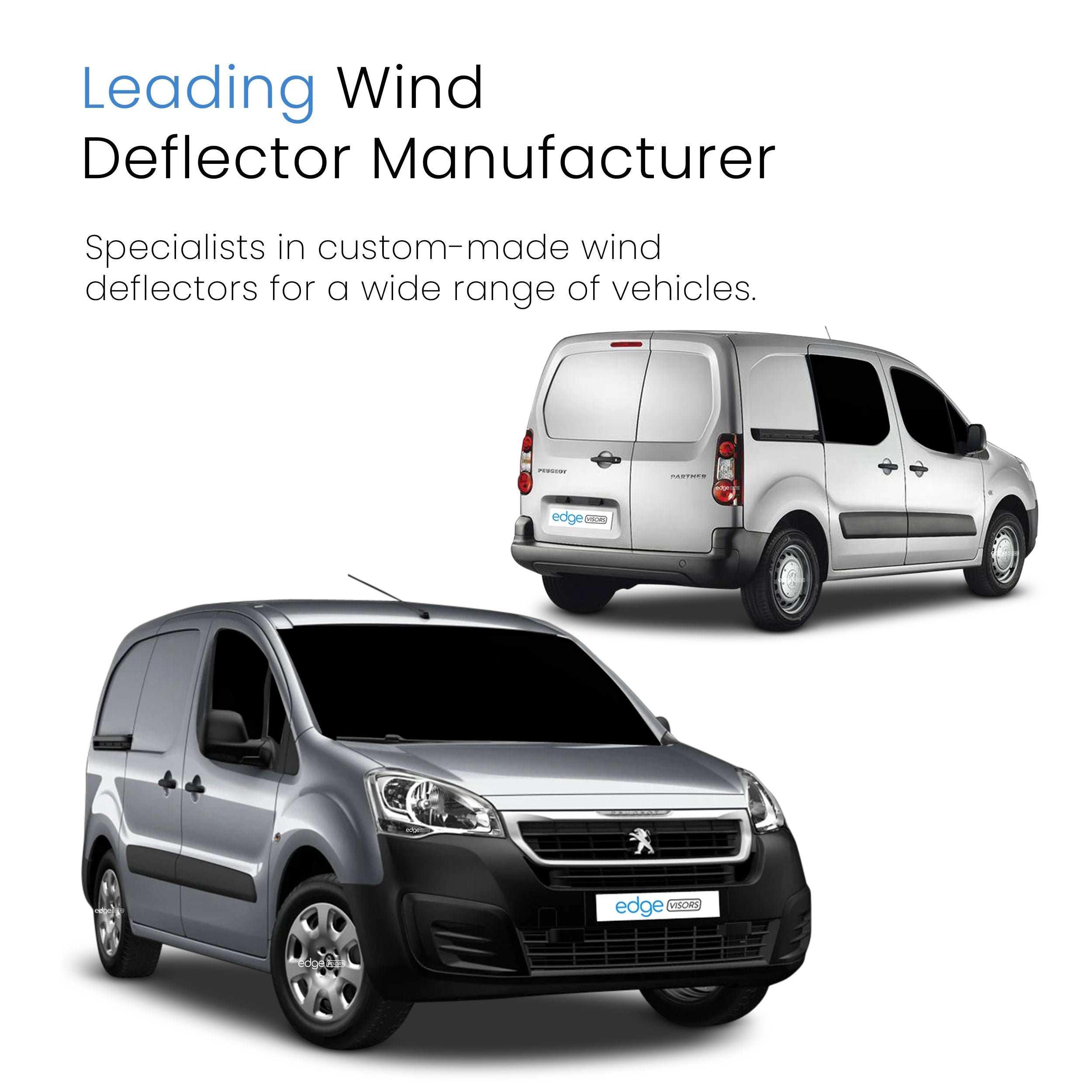 Peugeot Partner MK2 2008-2018 2 Door Van Wind Deflectors 2pc