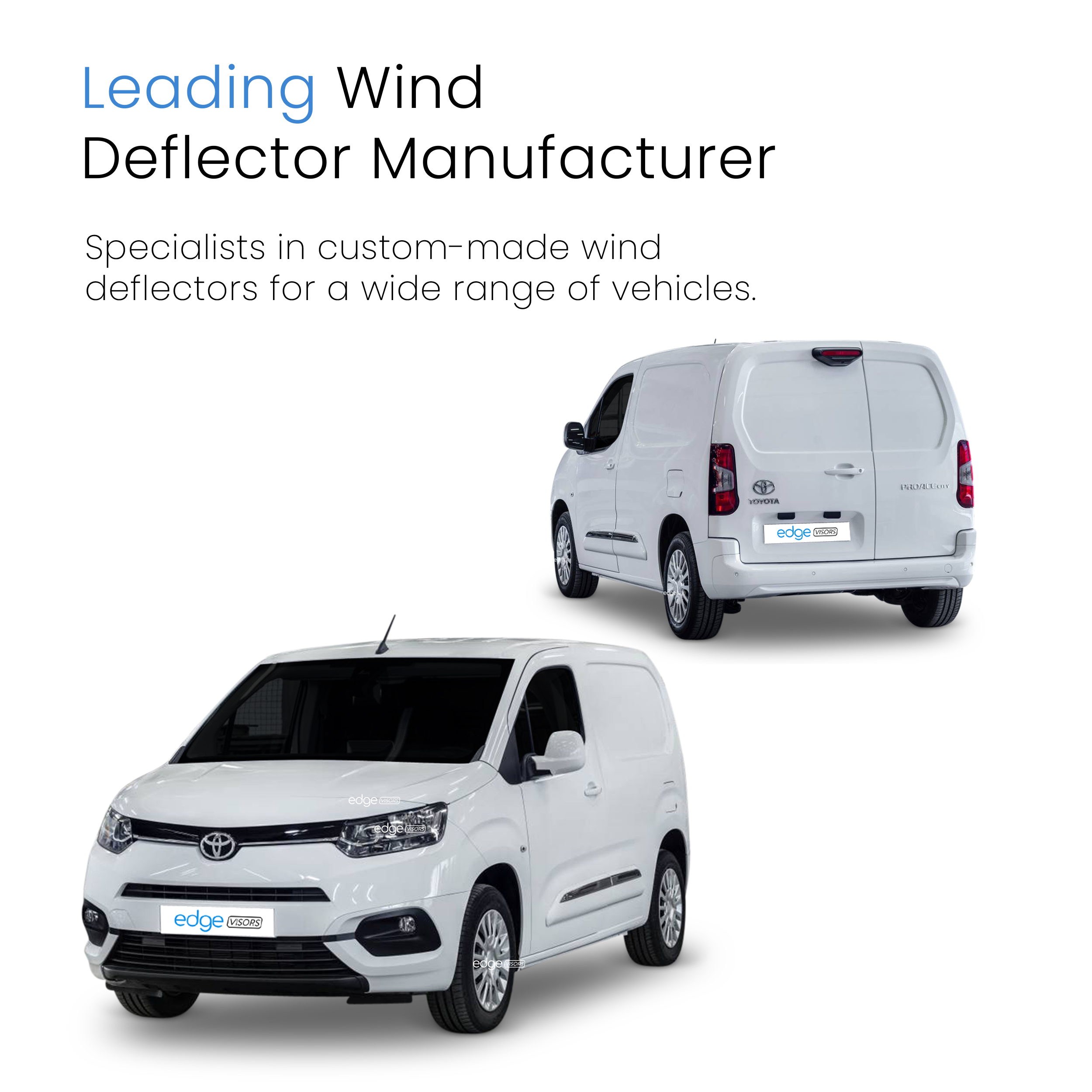 Toyota Proace City MK1 2019-Onwards 2 Door Van Wind Deflectors 2pc