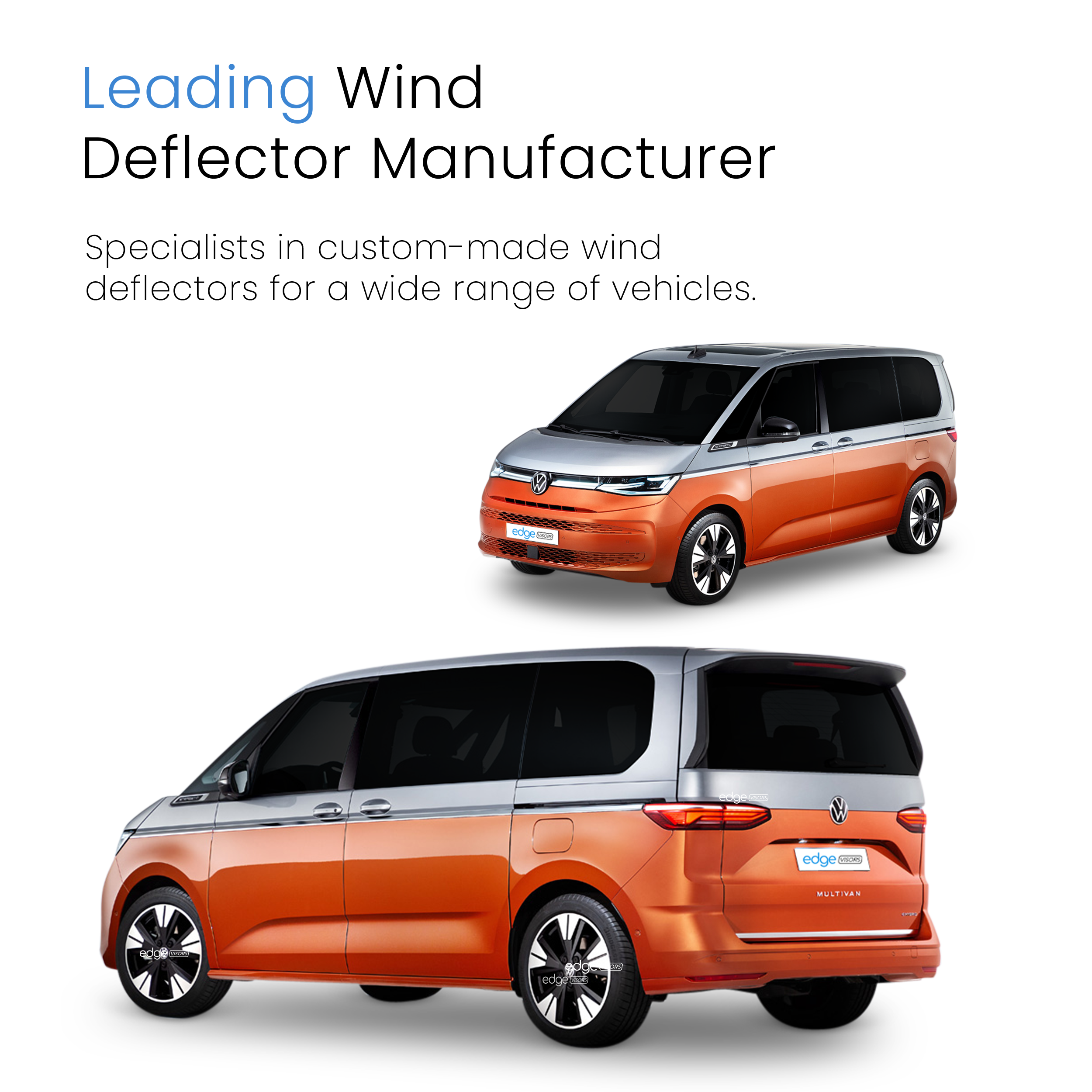 VW Transporter T7 2021-Onwards 2 Door Multivan Wind Deflectors 2pc
