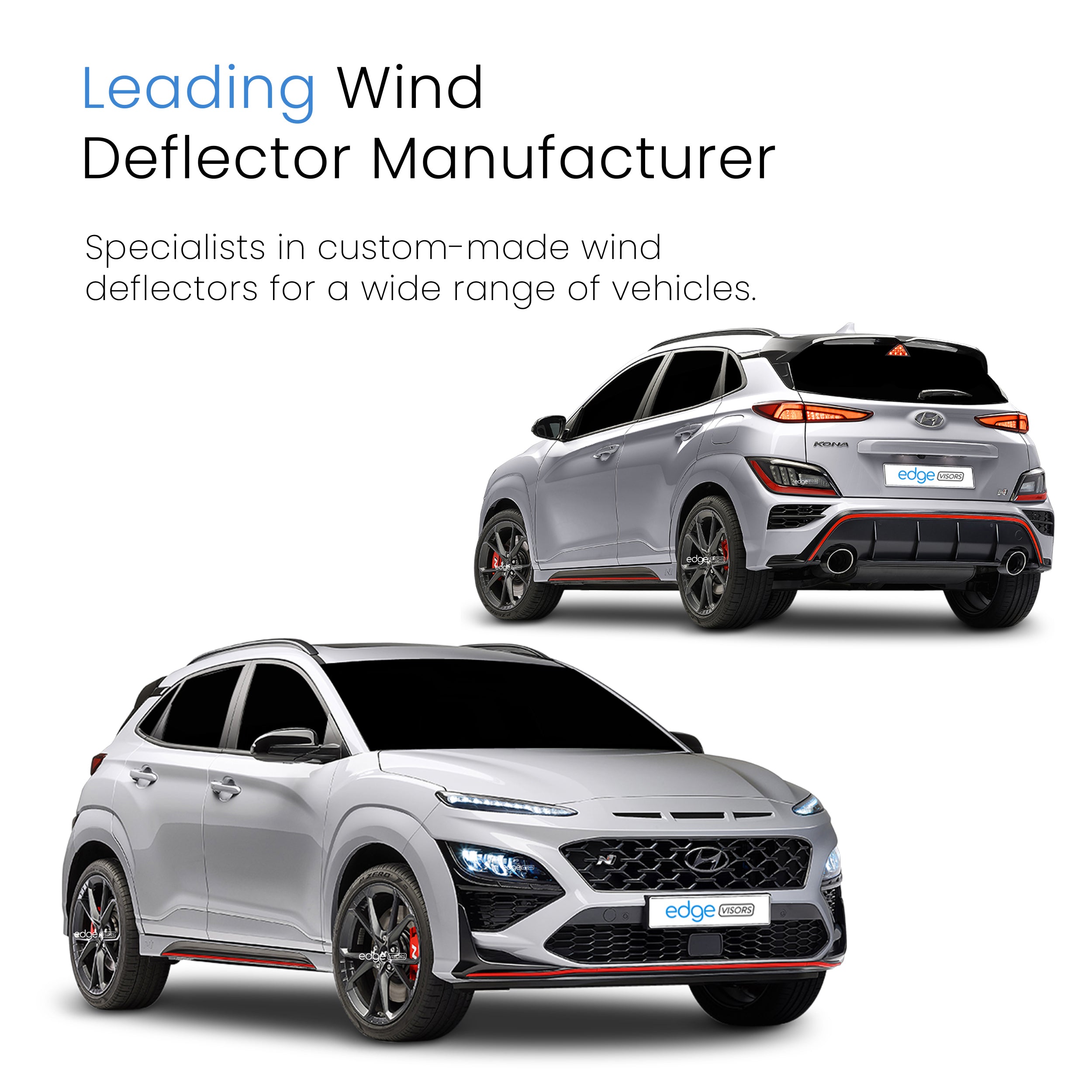 Hyundai Kona MK1 2017-2023 5 Door SUV Wind Deflectors 4pc