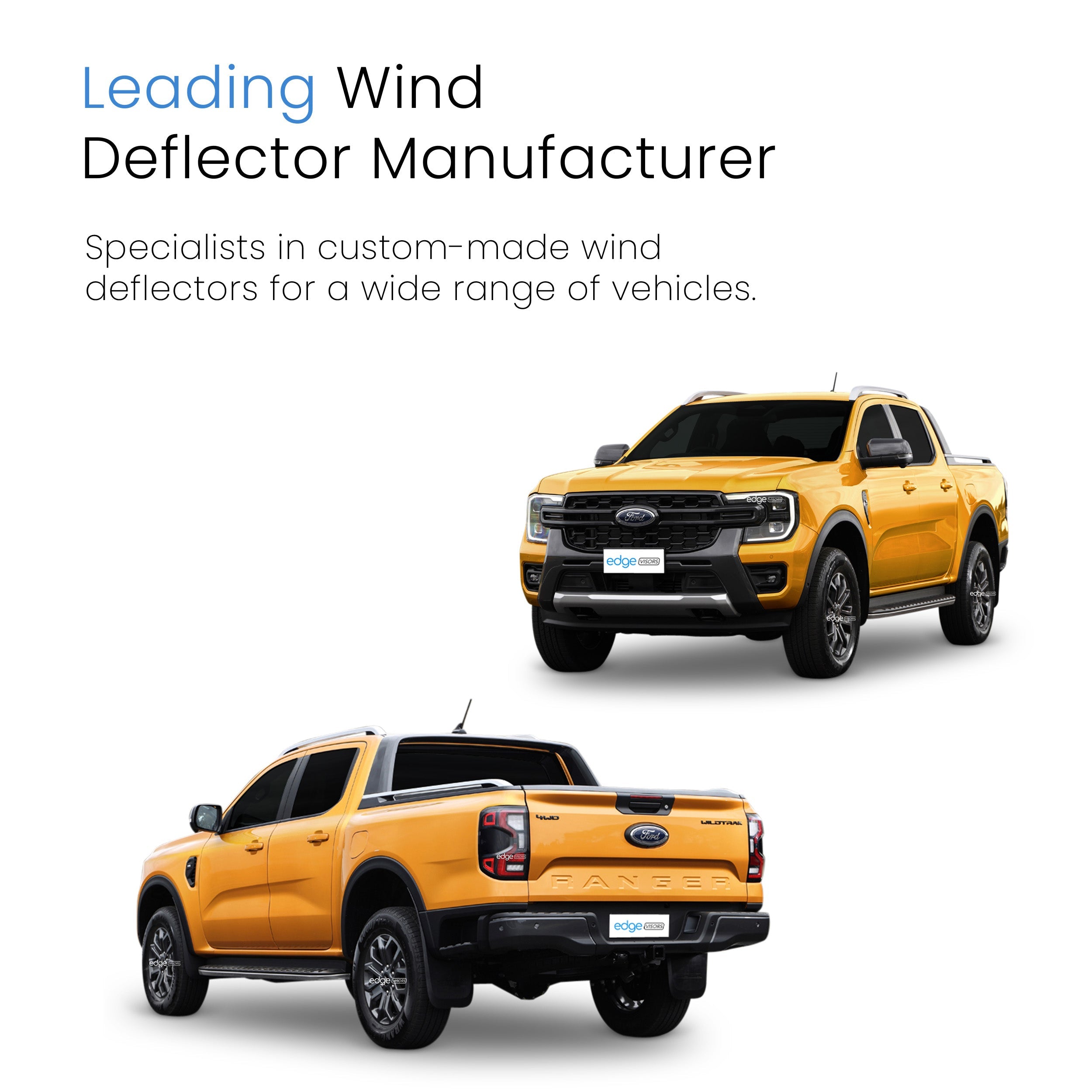 Ford Ranger MK4 2023-Onwards 4 Door Pick-Up Wind Deflectors 4pc
