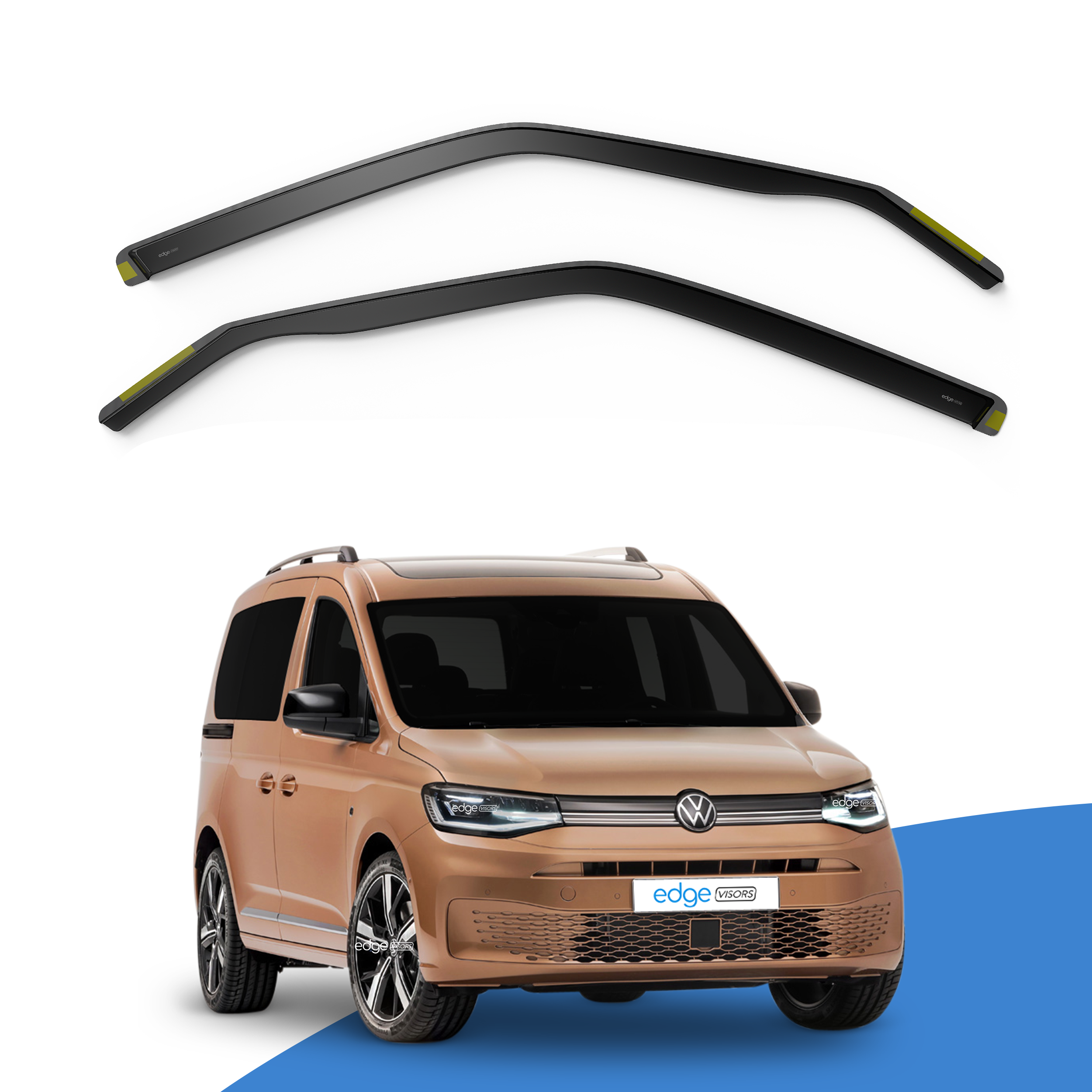 VW Caddy MK5 2020-2024 2 Door Van Wind Deflectors 2pc