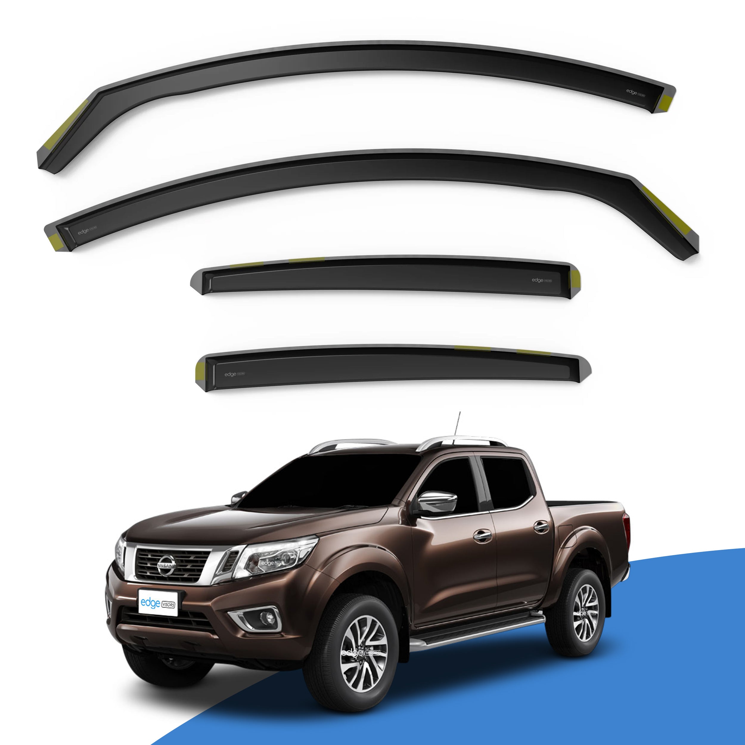 Nissan Navara NP300 D23 MK4 2015-Onwards 4 Door Truck Wind Deflectors 4pc
