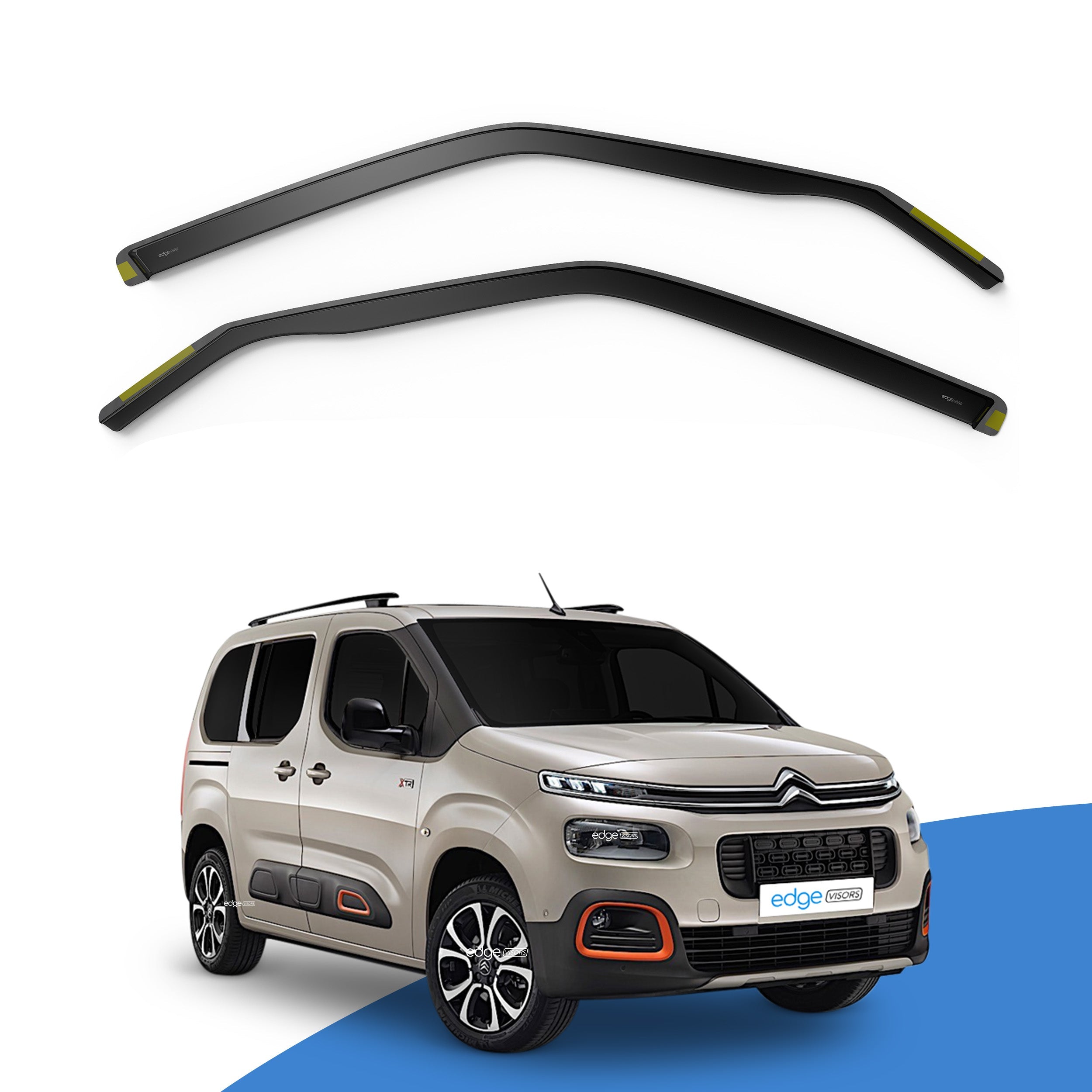 Citroen Berlingo MK3 2018-Onwards 2 Door Van Wind Deflectors 2pc