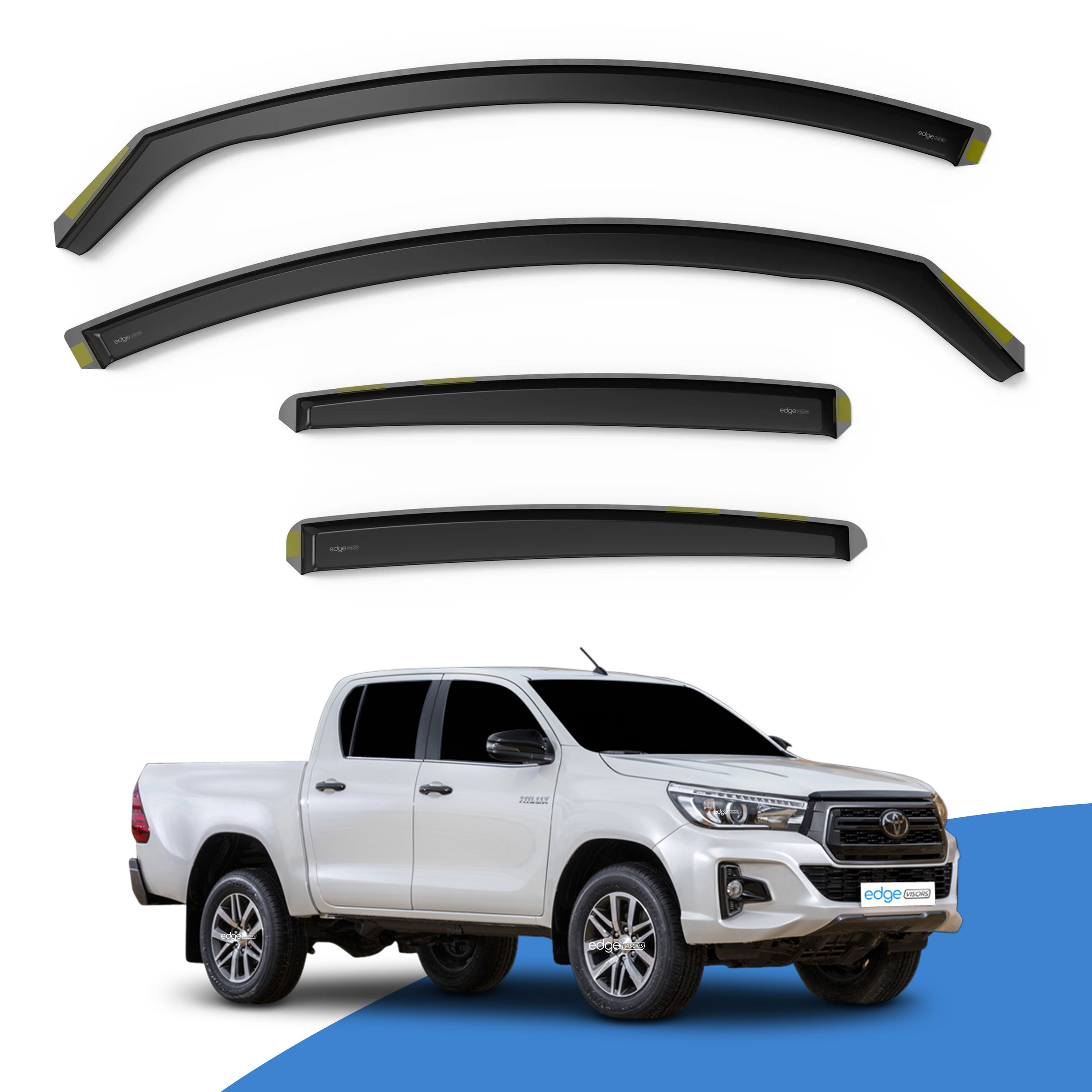 Toyota Hilux MK8 2016-Onwards 4 Door Pick-Up Wind Deflectors 4pc
