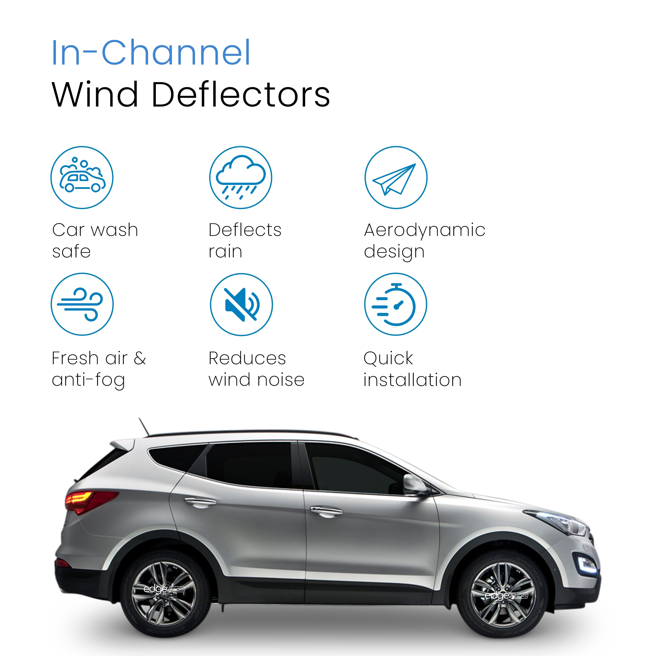 Hyundai Santa Fe MK3 2012-2018 5 Door SUV Wind Deflectors 4pc