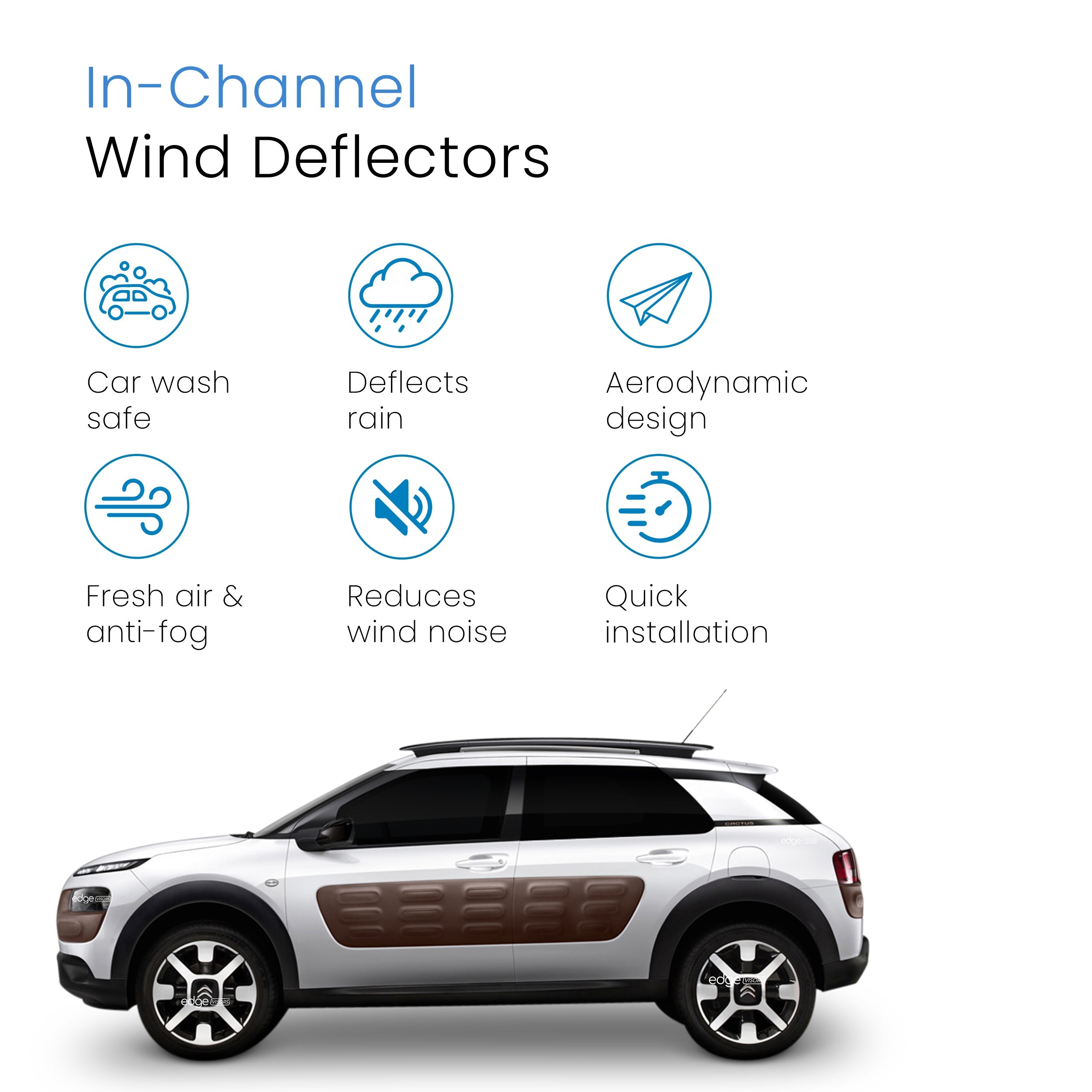 Citroen C4 Cactus 2014-2023 5 Door SUV Wind Deflectors 2pc