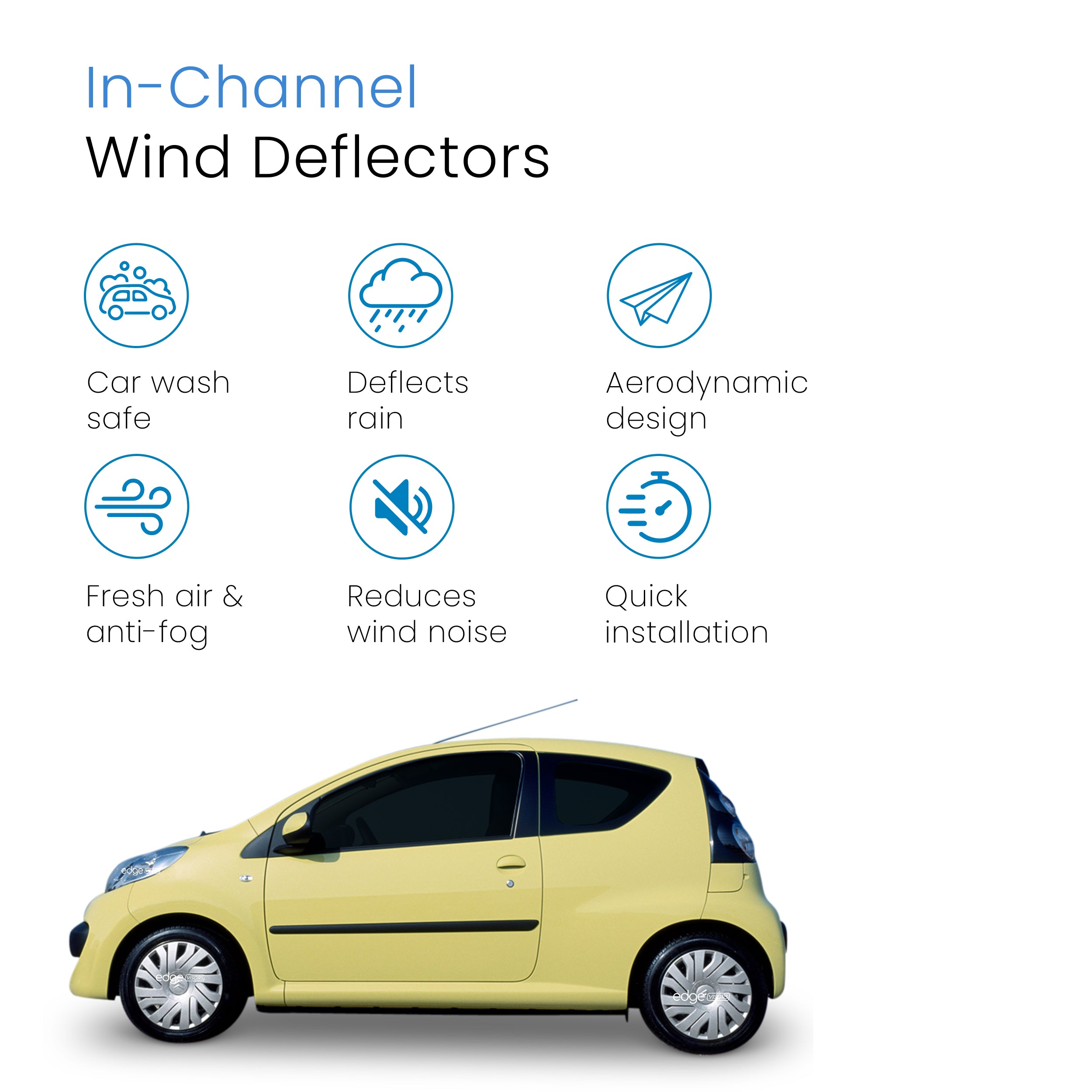 Citroen C1 MK1 2005-2014 3 Door Hatchback Wind Deflectors 2pc