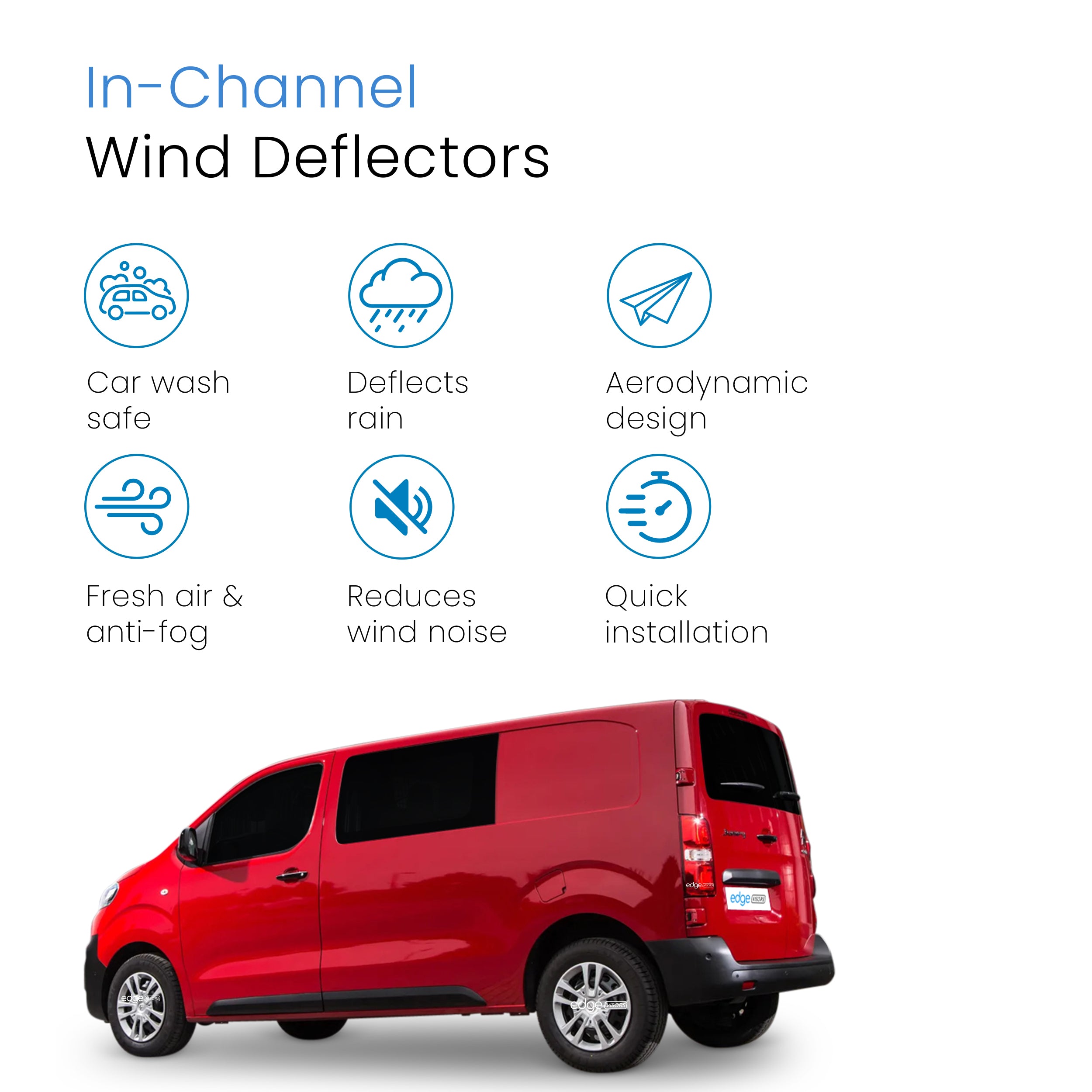 Citroen Jumpy MK3 2016-Onwards 2 Door Van Wind Deflectors 4pc