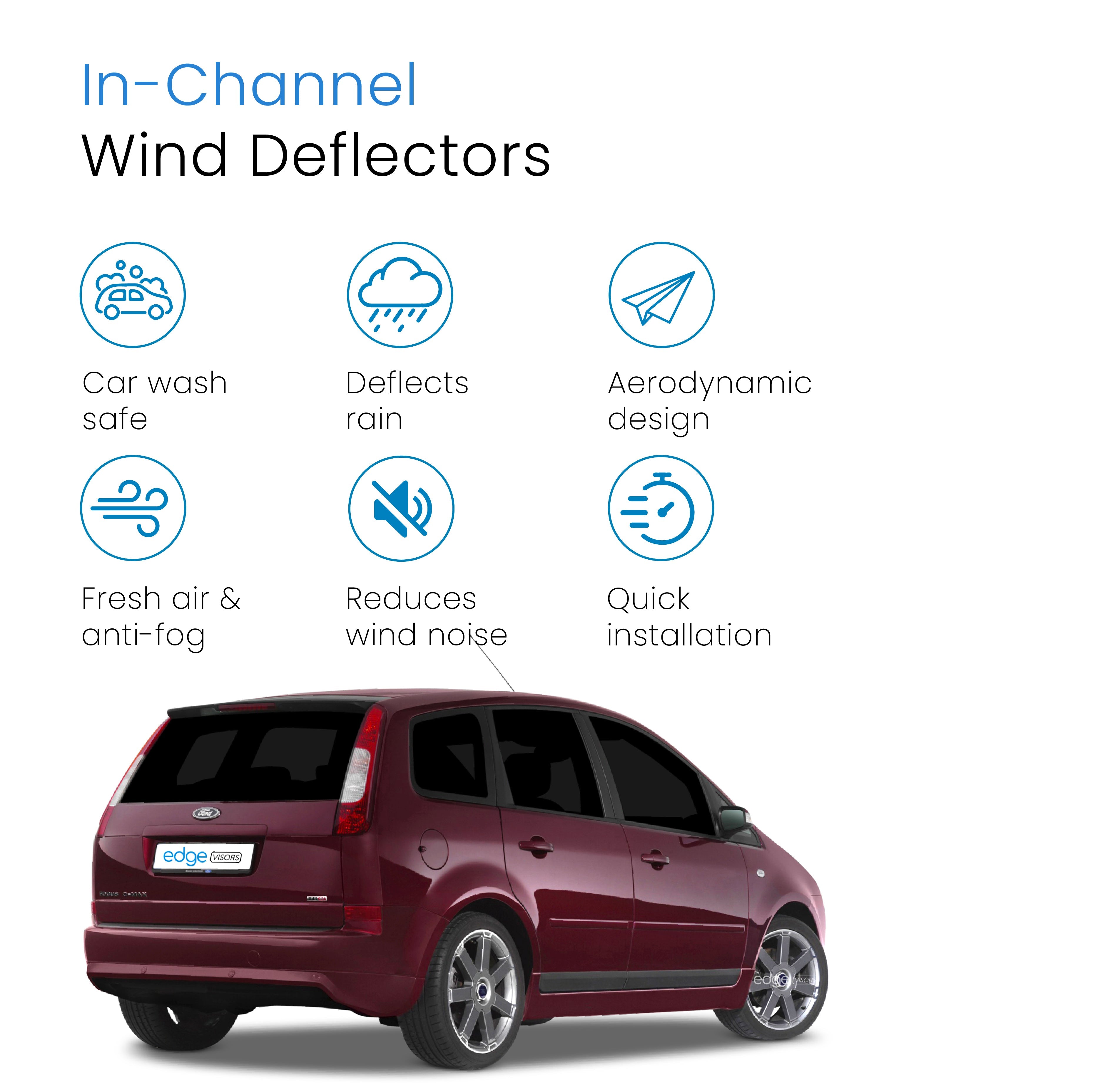 Ford Focus C-Max MK1 2003-2010 5 Door Hatchback Wind Deflectors 4pc