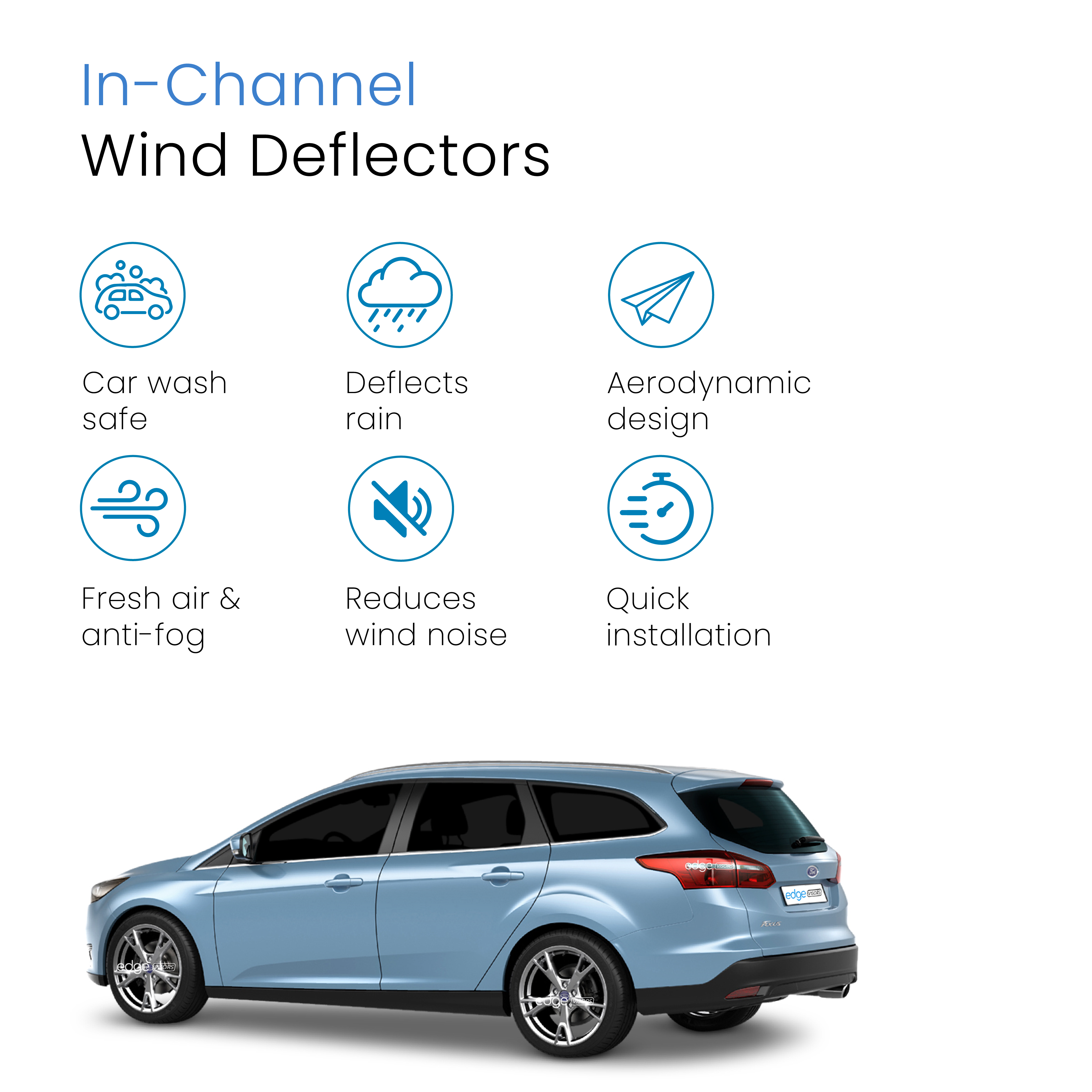Ford Focus MK3 ST 2011-2018 5 Door Estate Wind Deflectors 4pc