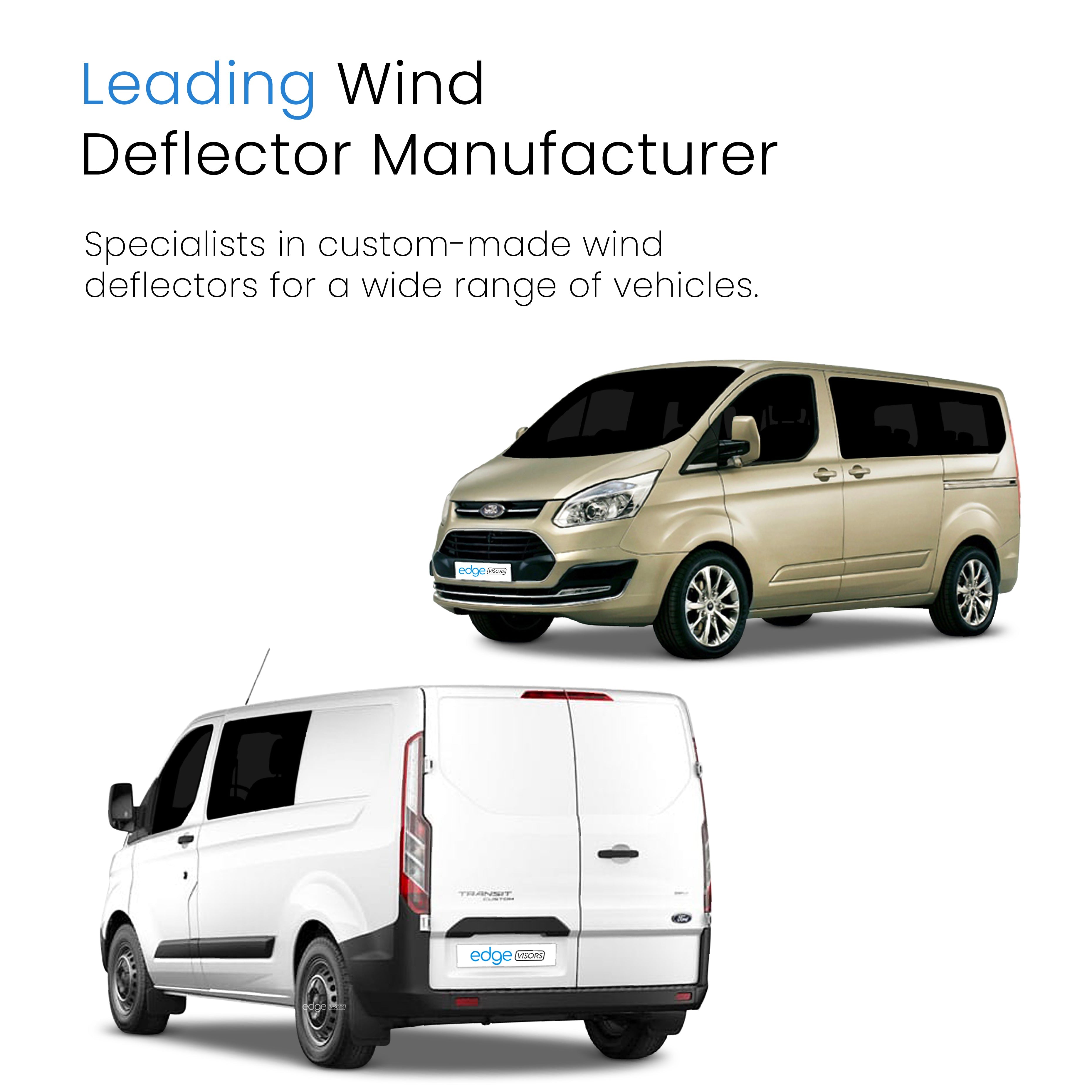 Ford Transit Custom MK1 2012-2023 4 Door Panel Van Wind Deflectors 2pc