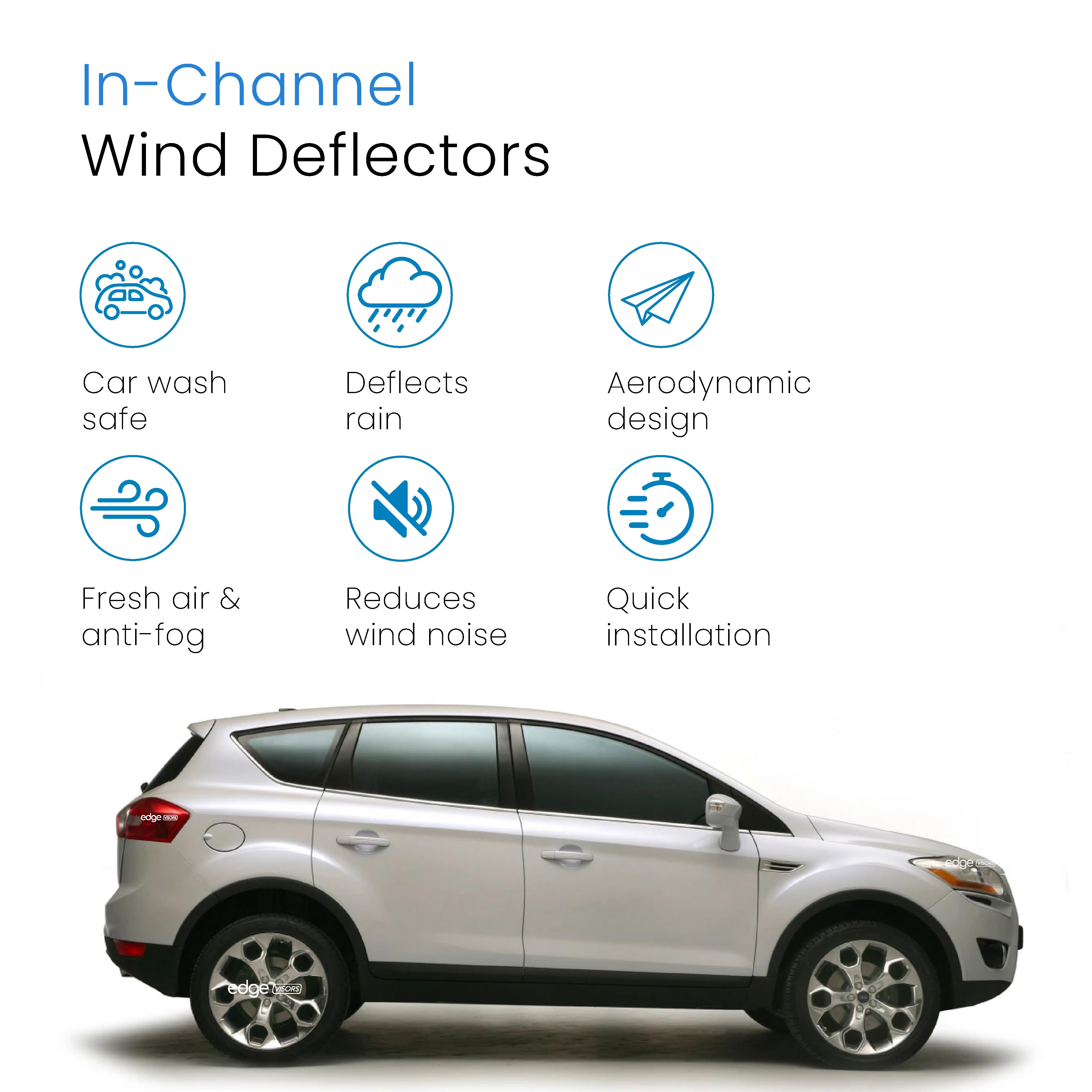 Ford Kuga MK1 2008-2012 5 Door SUV Wind Deflectors 4pc