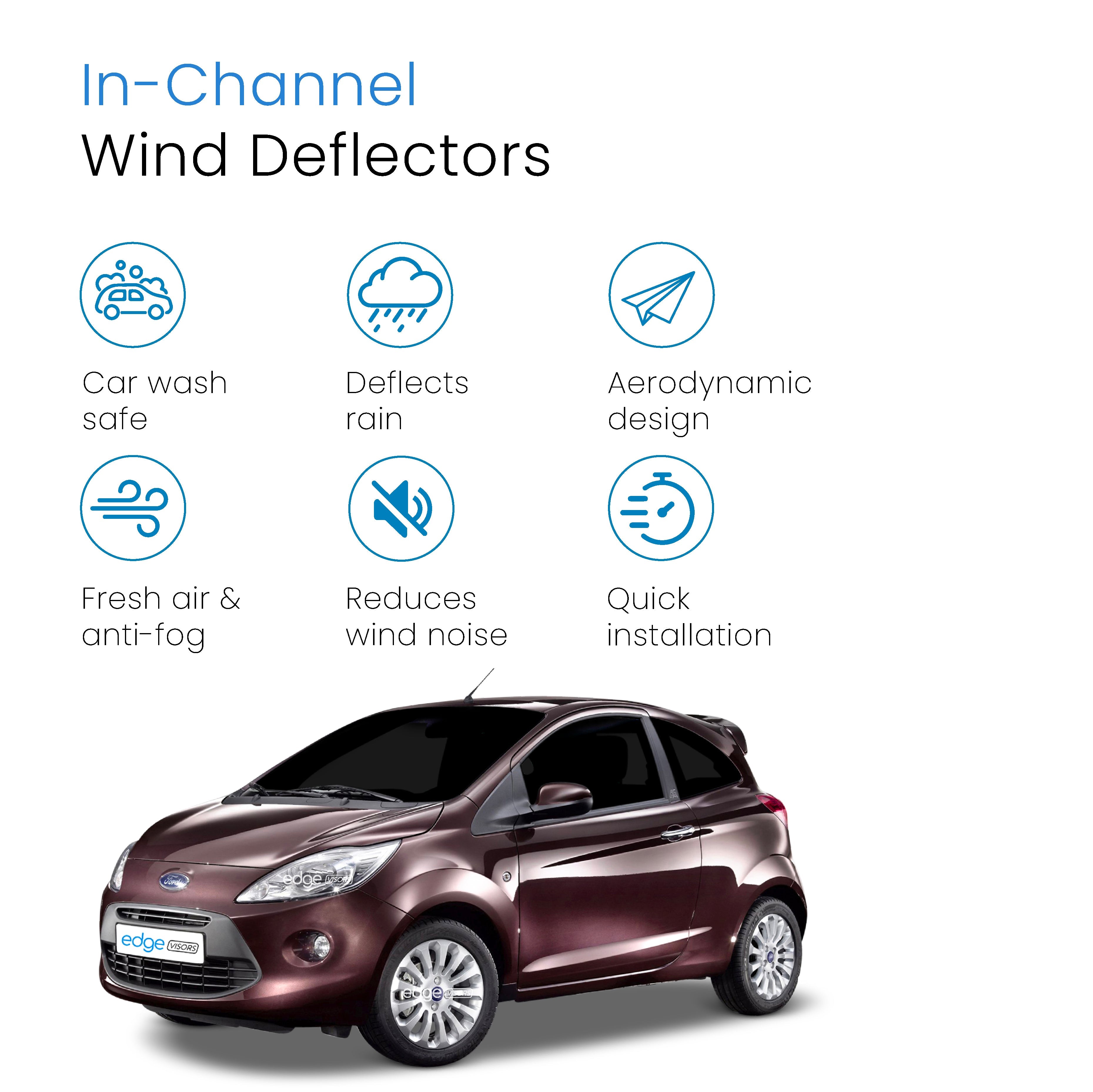 Ford KA MK2 2008-2016 3 Door Hatchback Wind Deflectors 2pc