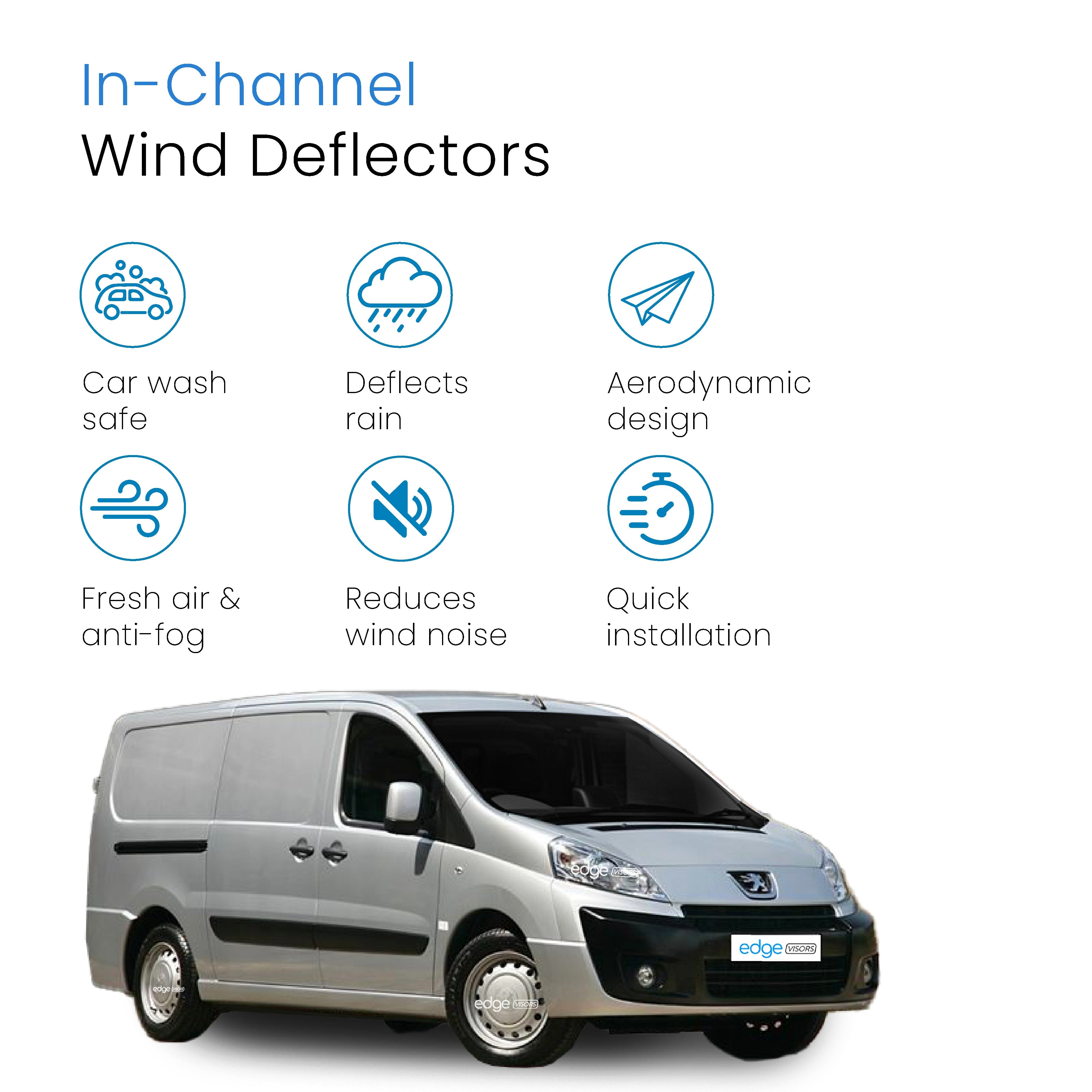 Peugeot Expert MK2 2007-2016 2 Door Van Wind Deflectors 2pc