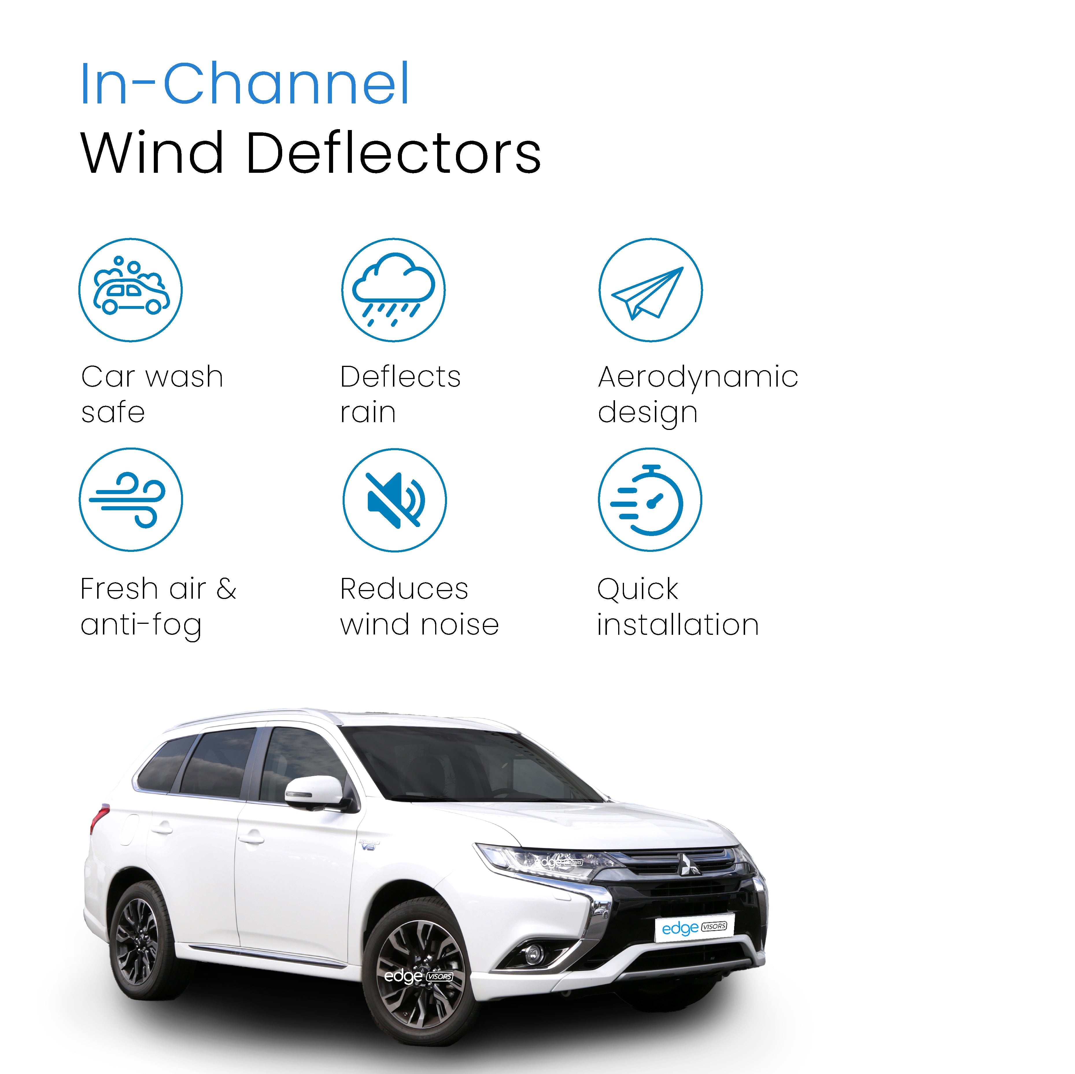 Mitsubishi Outlander MK3 2013-2021 5 Door SUV Wind Deflectors 4pc