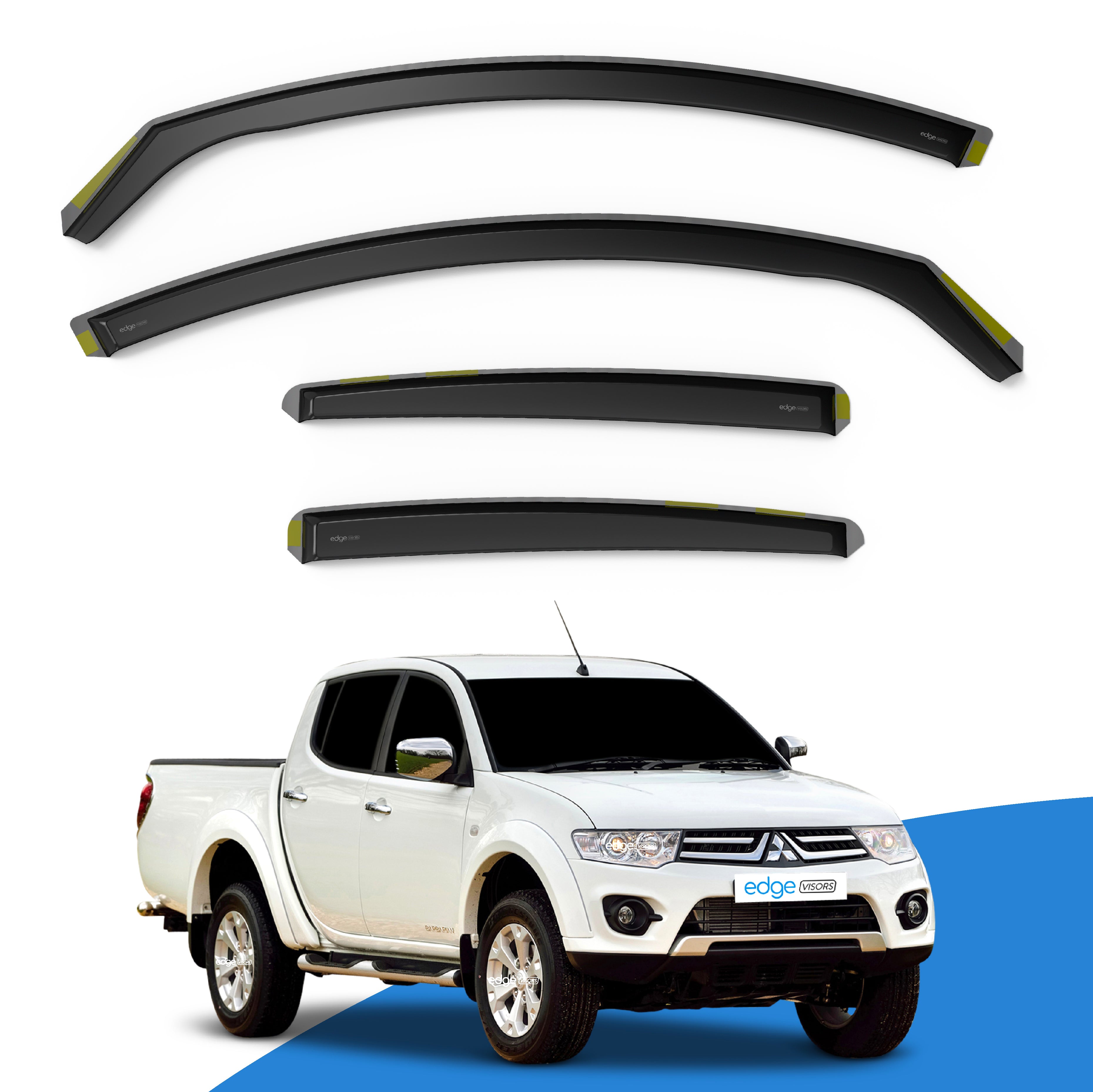Mitsubishi L200 MK4 2006-2015 4 Door Pick-Up Wind Deflectors 4pc