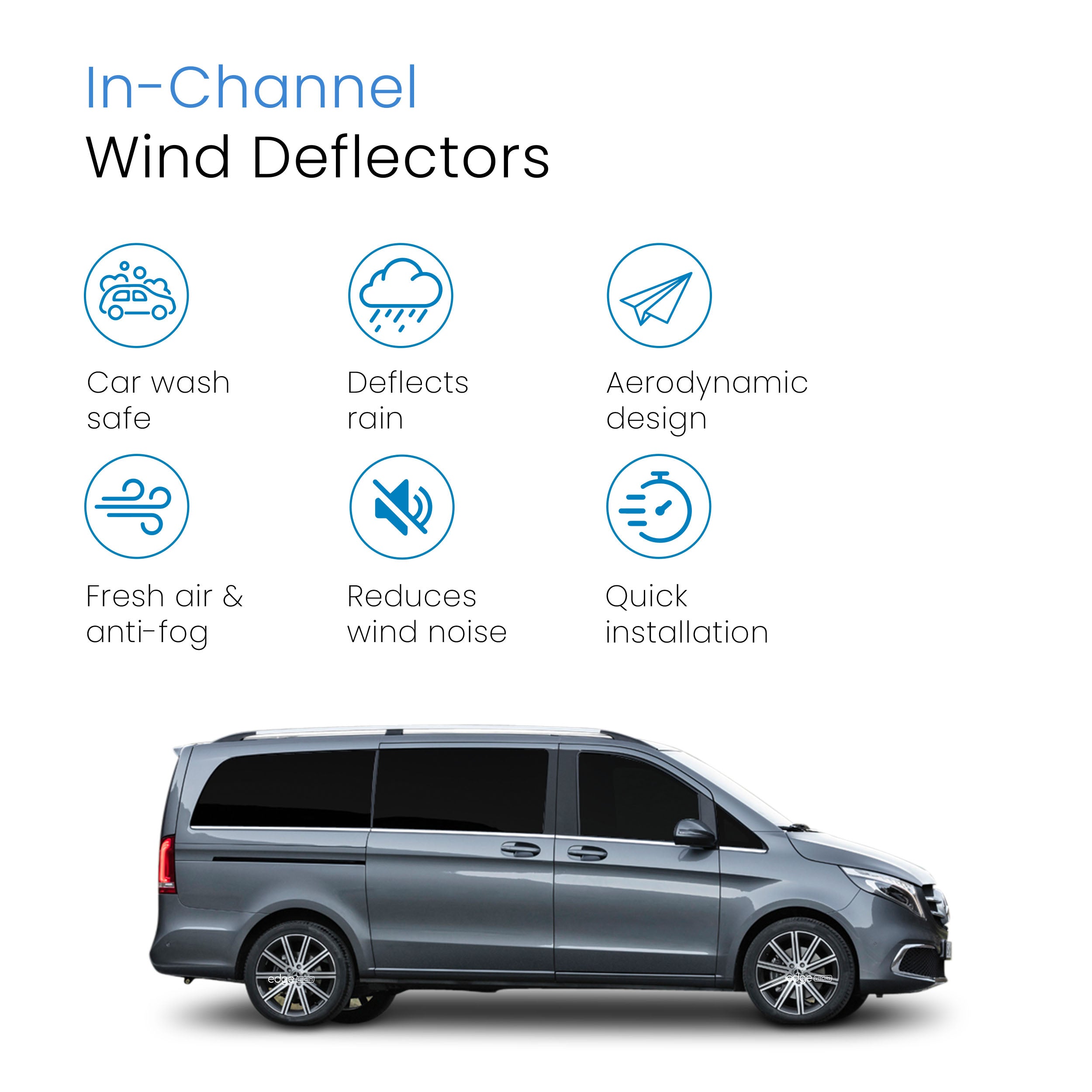 Mercedes Vito W447 MK3 2014-Onwards 2 Door Van Wind Deflectors 2pc