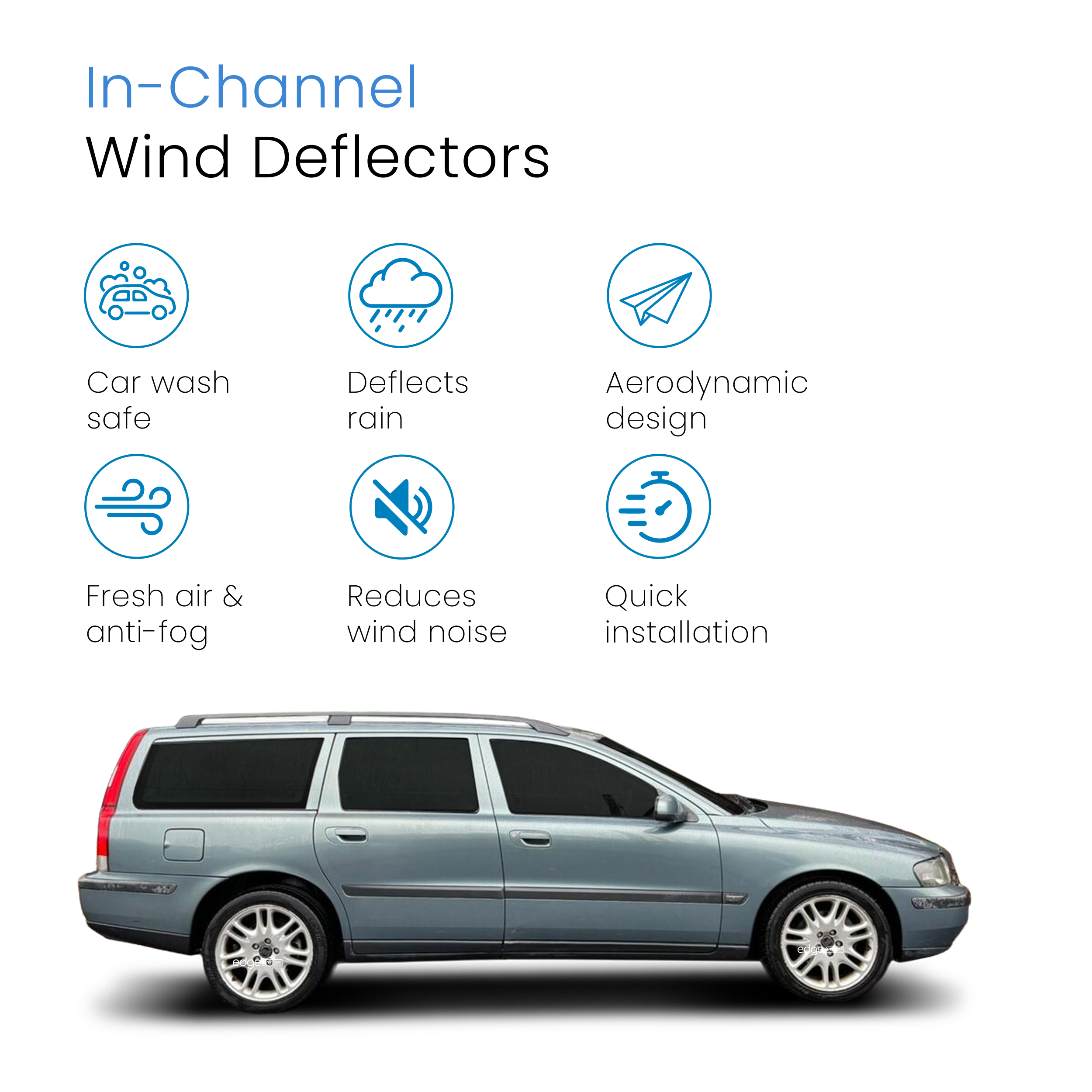 Volvo V70 / XC70 MK2 2000-2007 5 Door Estate Wind Deflectors 4pc