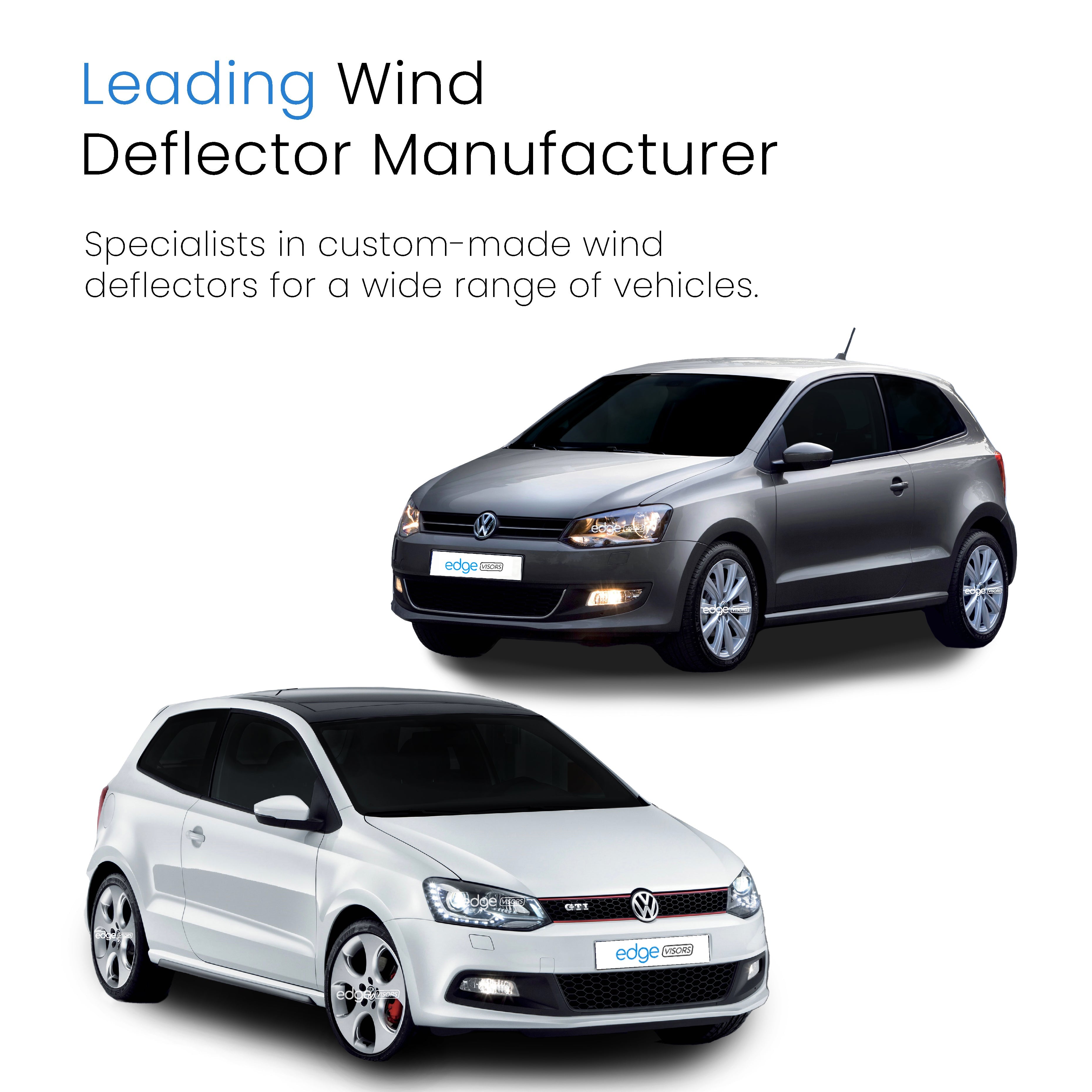 VW Polo MK5 6R 6C 2009-2017 3 Door Hatchback Wind Deflectors 2pc