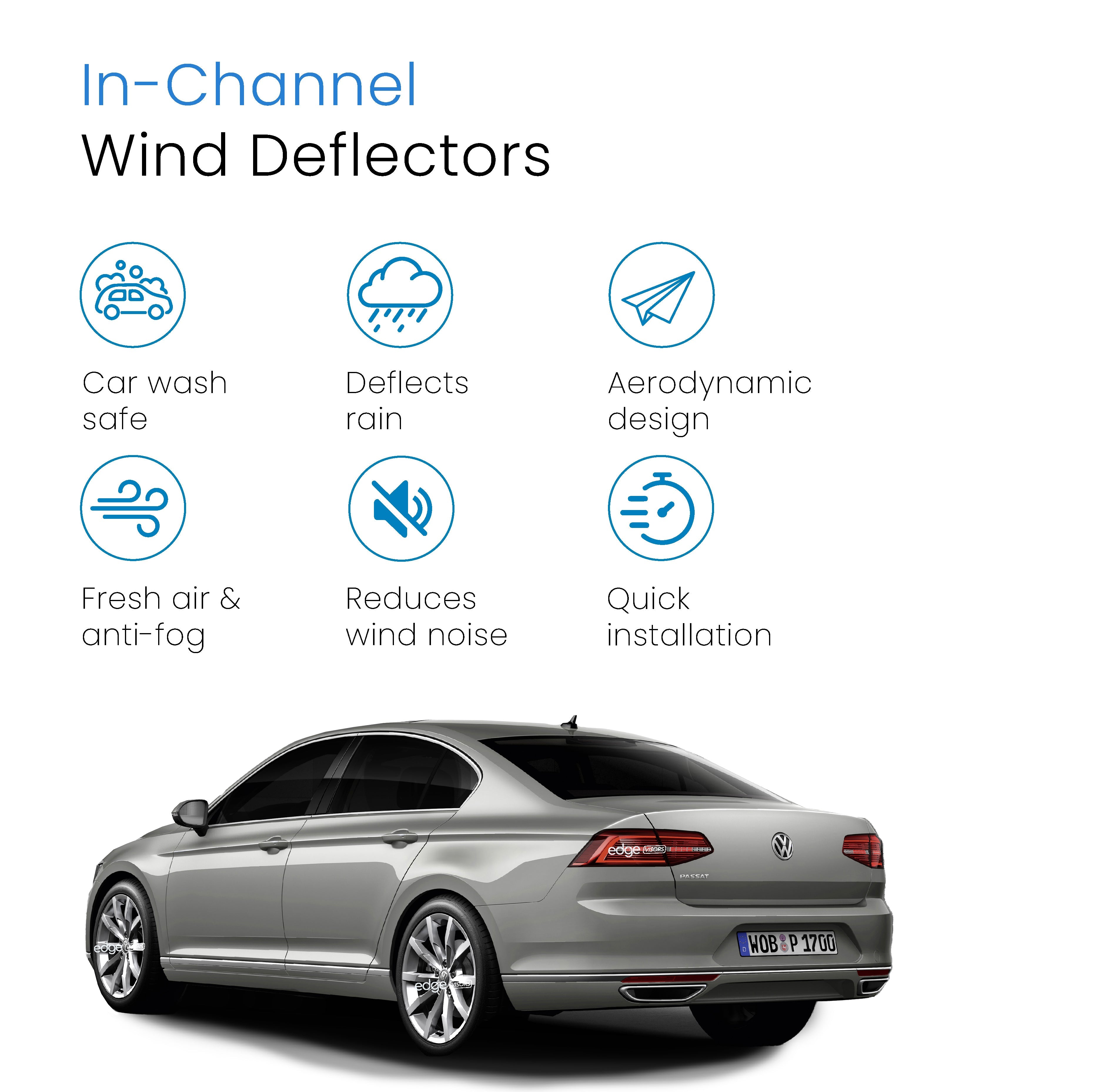 VW Passat B8 2014-2023 4 Door Saloon Wind Deflectors 4pc